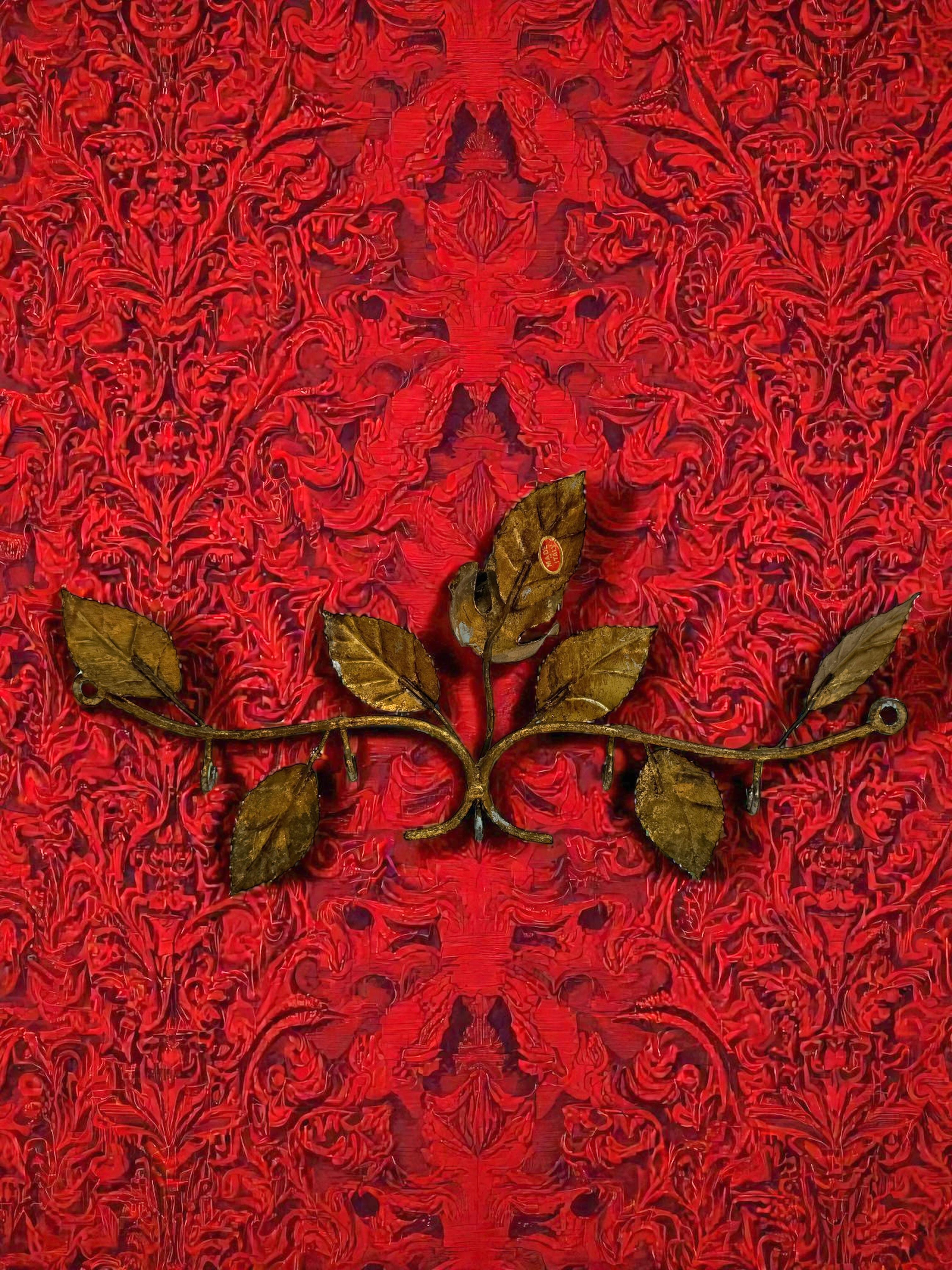 Vergoldetes Metall Tole Rose Blume Schlüssel Aufhänger Wandhaken, Italien Vintage, 1950er Jahre im Angebot 4