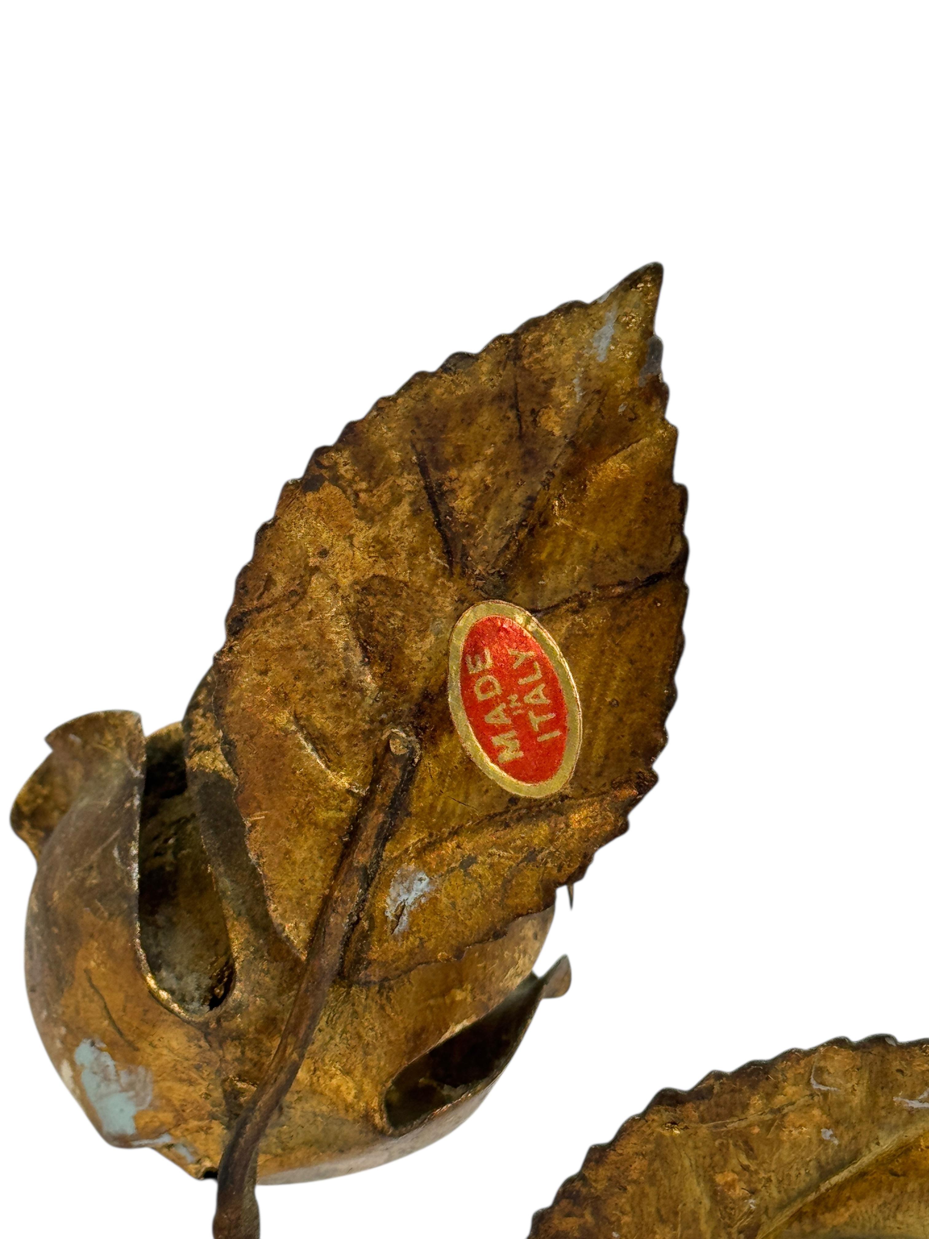 Vergoldetes Metall Tole Rose Blume Schlüssel Aufhänger Wandhaken, Italien Vintage, 1950er Jahre (Mitte des 20. Jahrhunderts) im Angebot