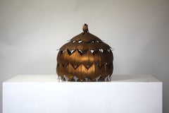 Gilt Metal Toleware "Lotus" Ceiling Lamp by Hans Kögl, Germany, 1960s