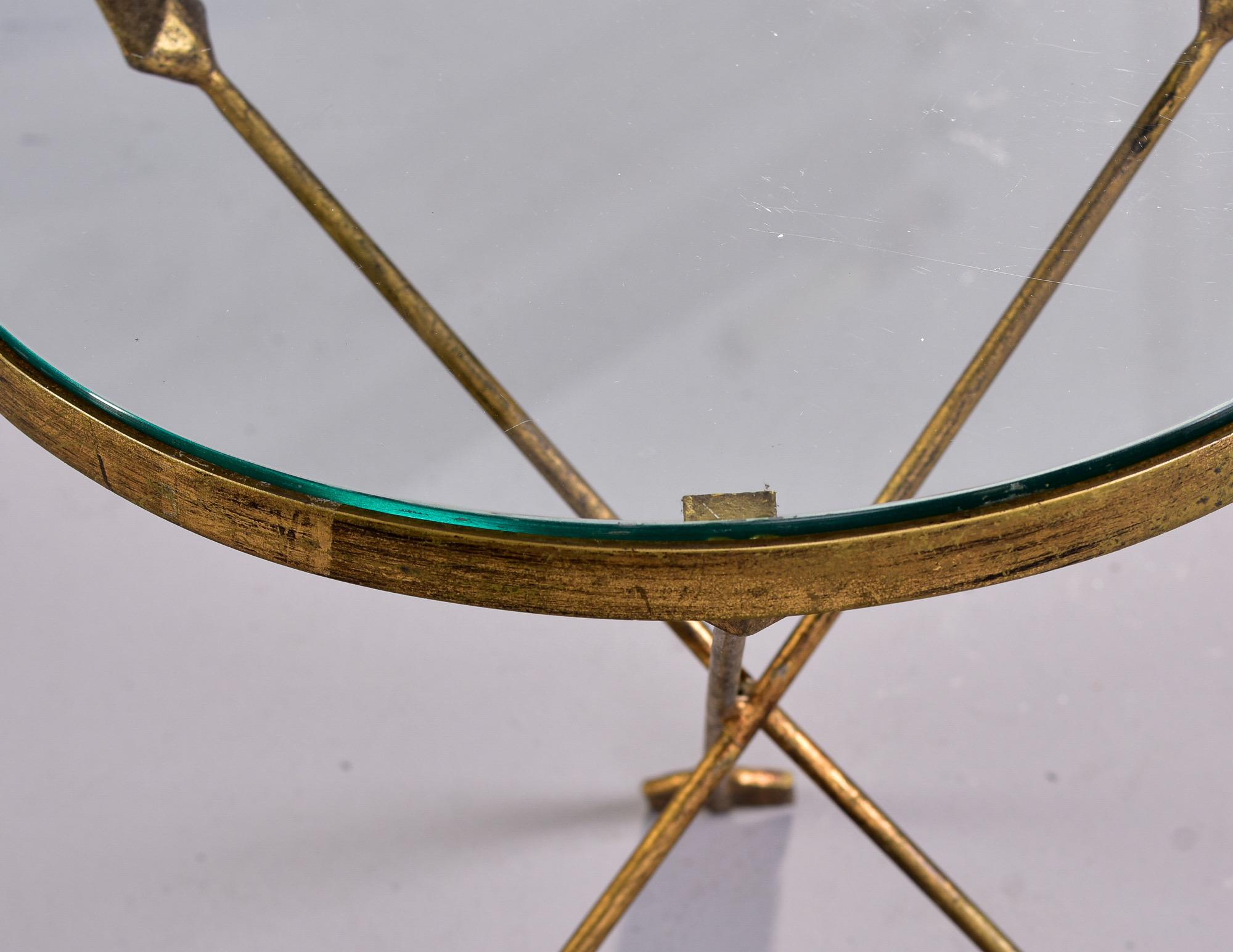 Gilt Metal Tripod Arrow Glass Top Table 4