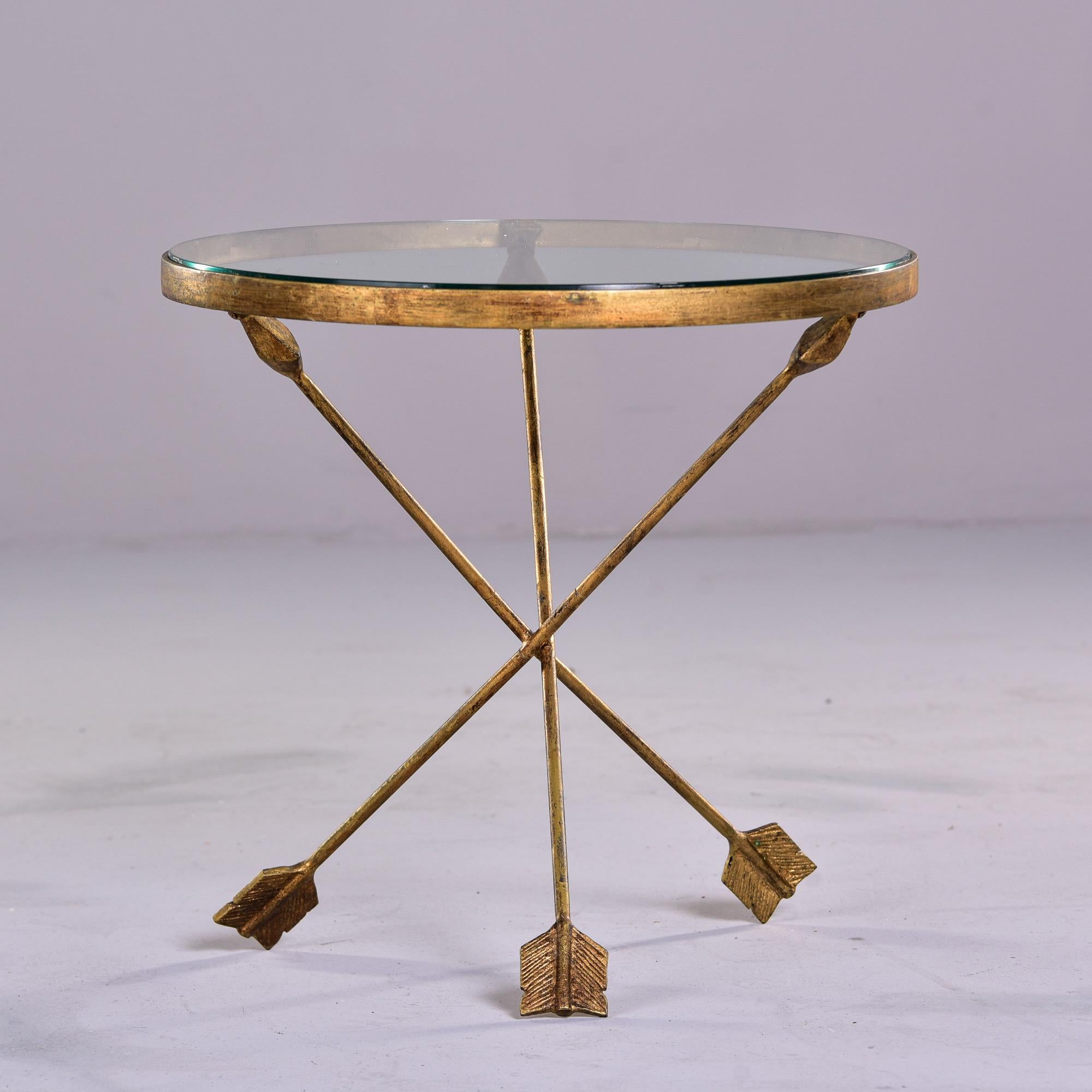 Gilt Metal Tripod Arrow Glass Top Table 1
