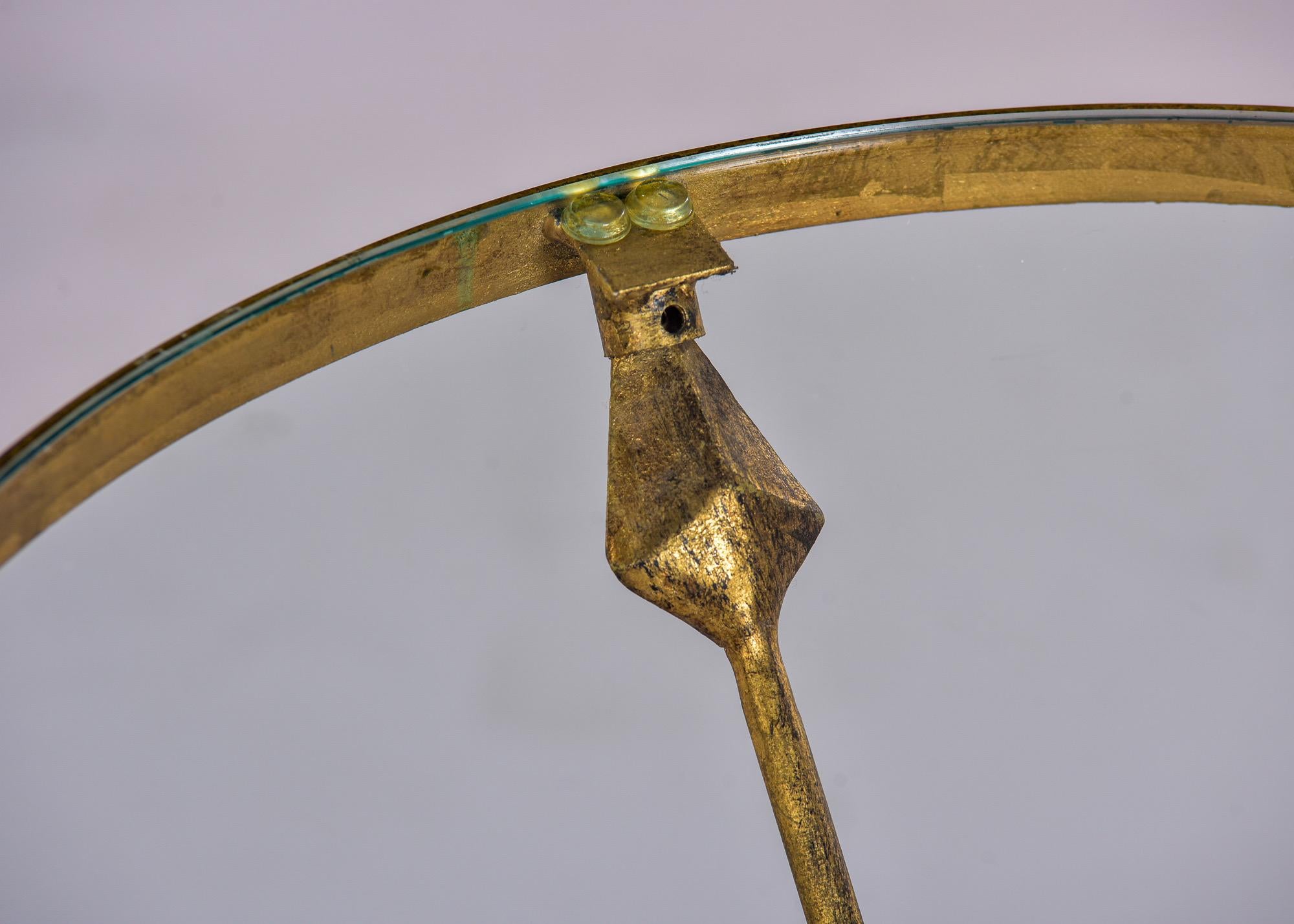Gilt Metal Tripod Arrow Glass Top Table 2
