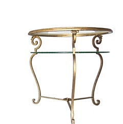 Gilt Metal Two-Tier Italian Side Table, 1950s