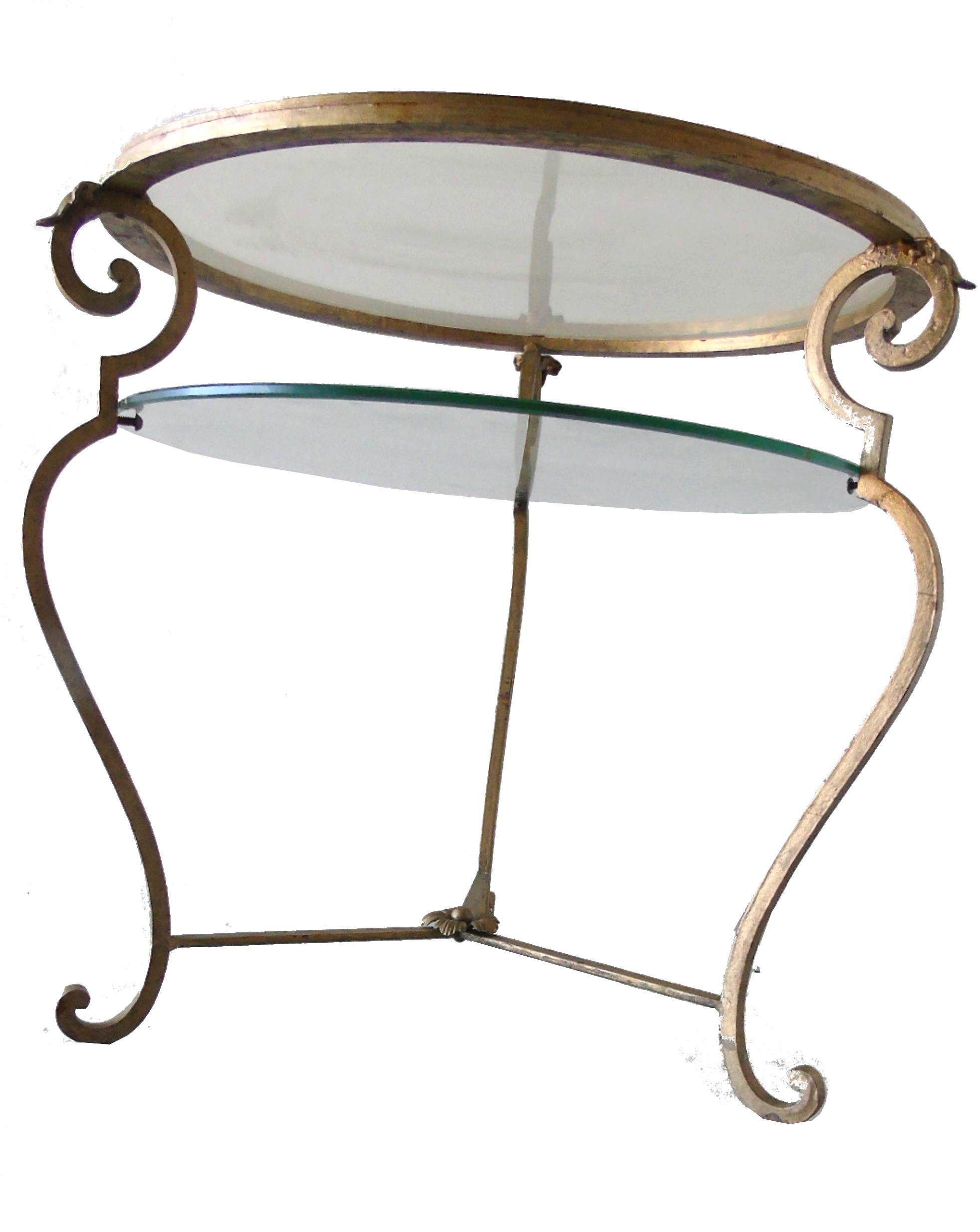 Mid-20th Century Gilt Metal Two-Tier Italian Side Table, 1950s