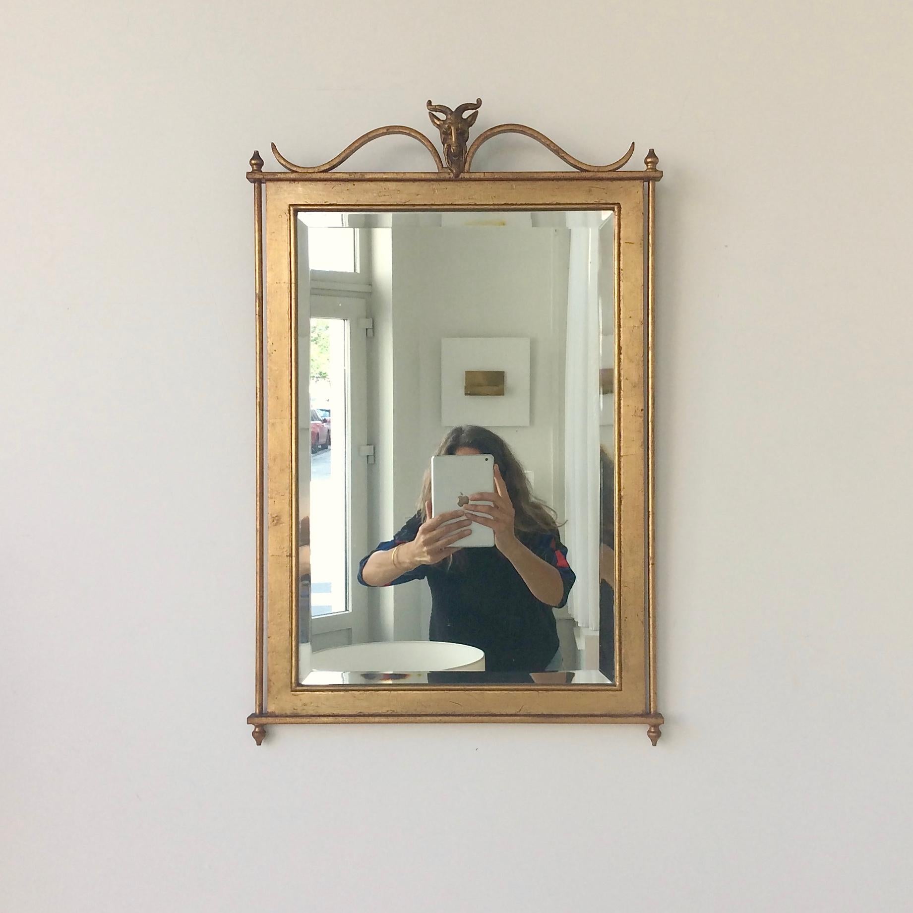 Gilt Metal Wall Mirror, Attributed to Ramsay, France, circa 1940 For Sale 7