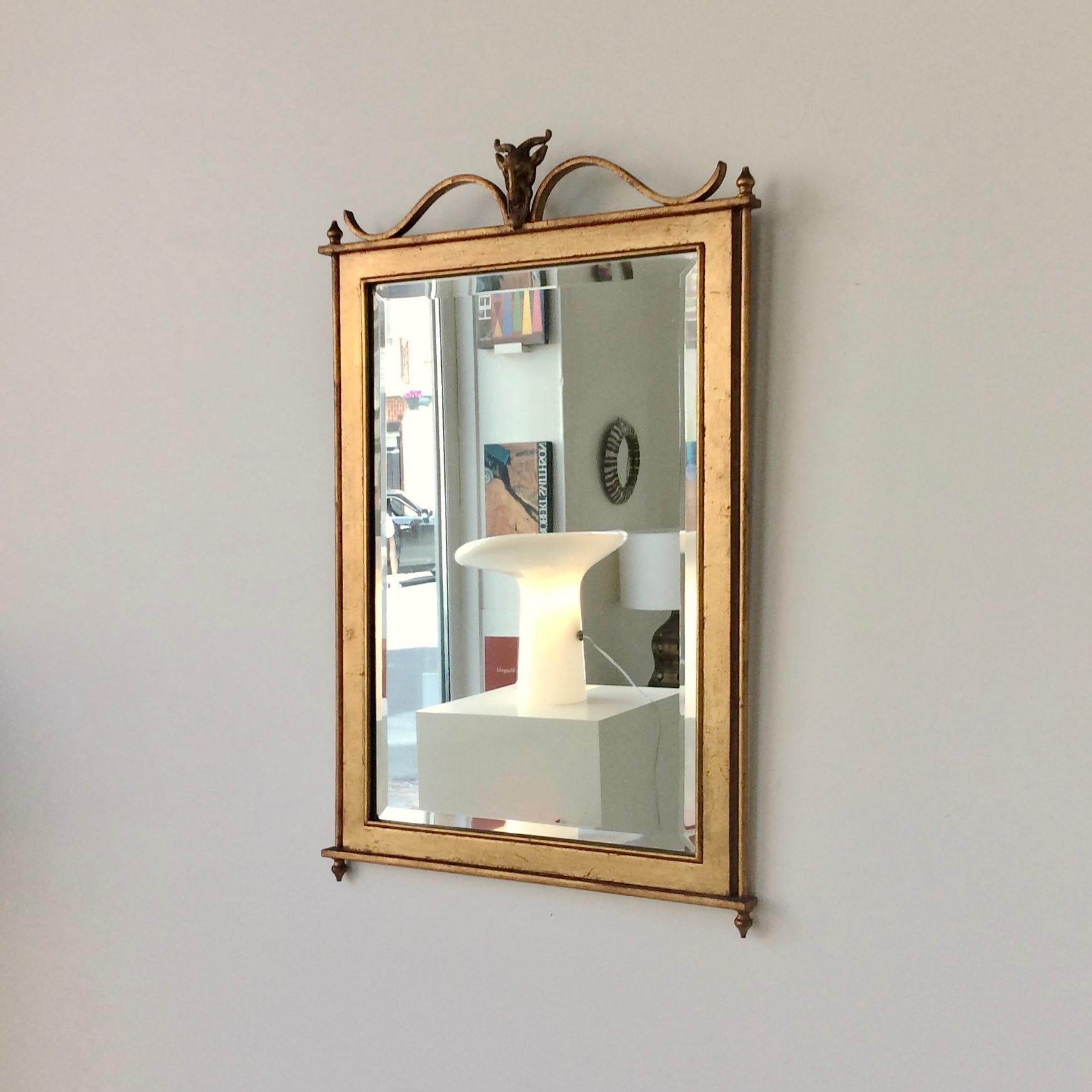 Gilt Metal Wall Mirror, Attributed to Ramsay, France, circa 1940 For Sale 8