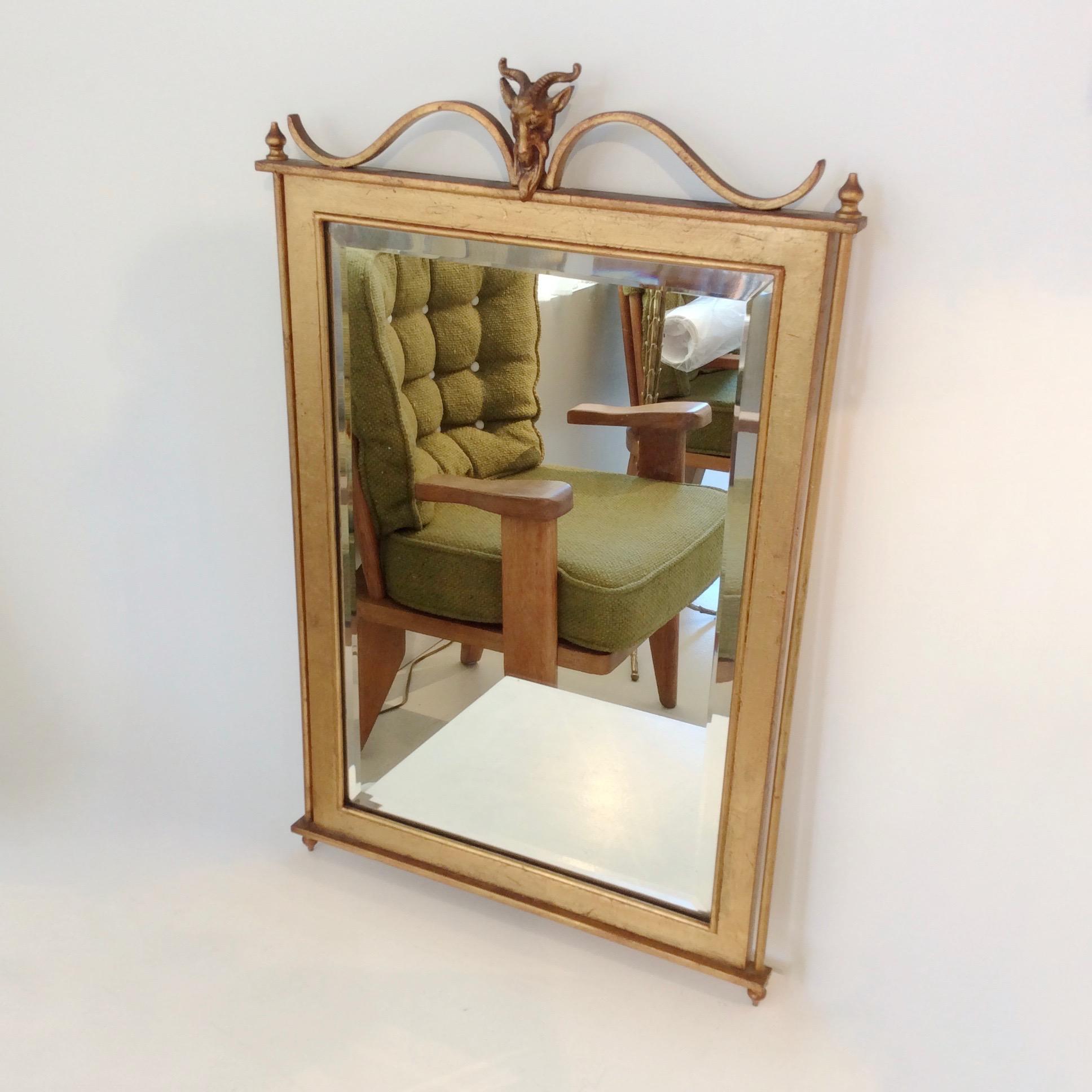 Nice gilt metal wall mirror, circa 1940, France.
Gilt metal frame, beveled mirror.
Dimensions: 69 cm H, 44 cm W, 2 cm D.
Good original condition.
All purchases are covered by our Buyer Protection Guarantee.
This item can be returned within 14 days