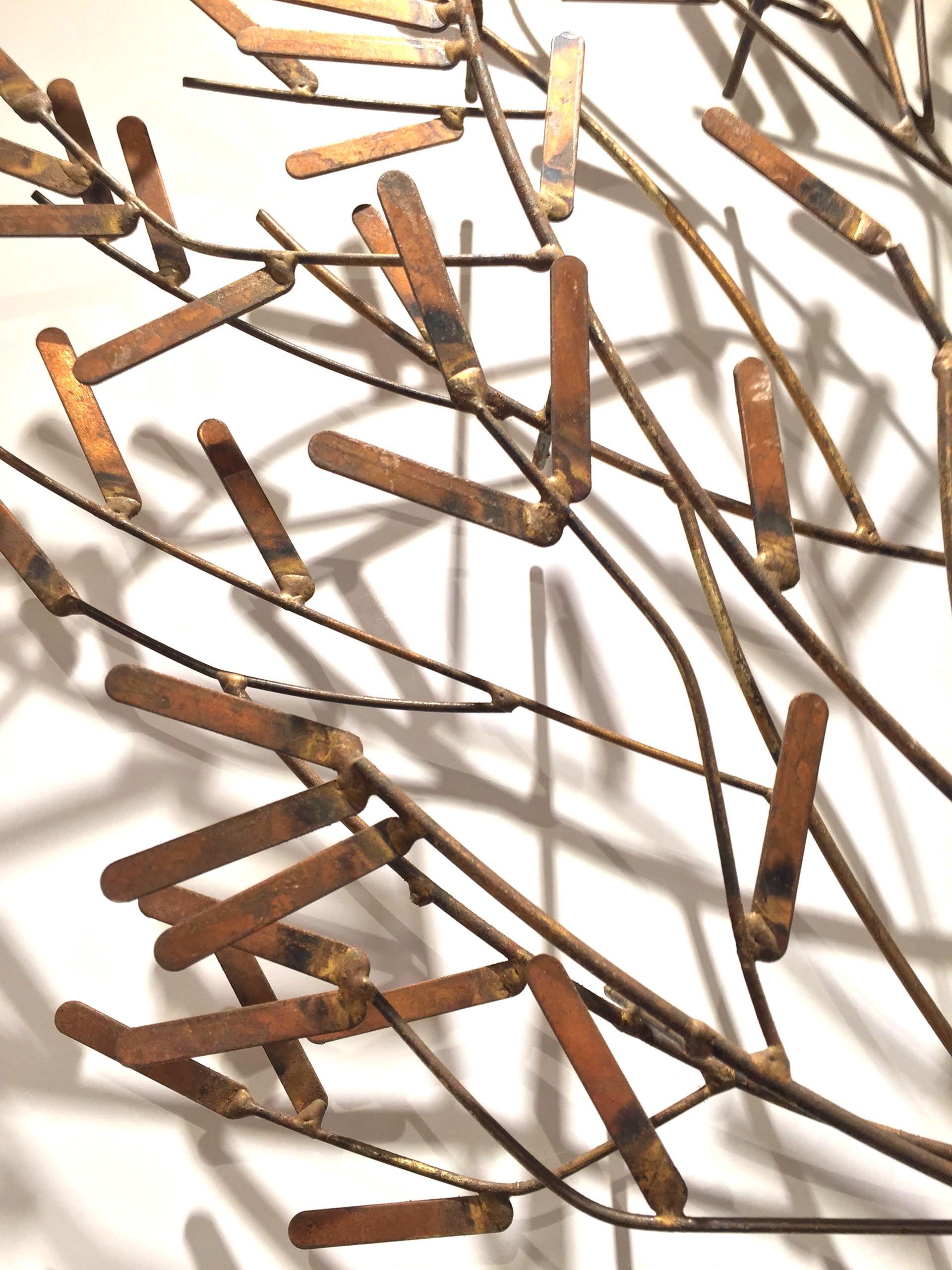 American post-war design gilt metal wall sculpture of a stick tree (signed by William Bowie), circa 1970s


William Bowie was a sculpture artist based in New York City from 1954 to 1994. He is best known for his works using welded gold leaf steel