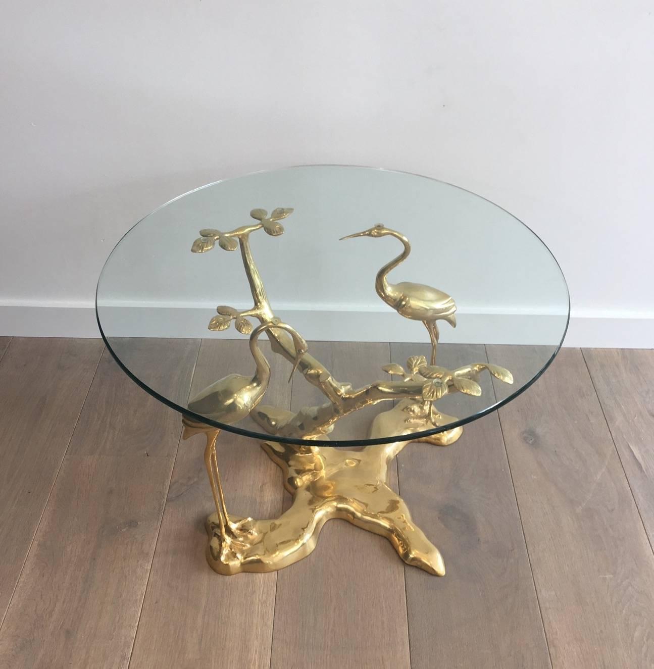 French Gilt Mid-Century Modern Bronze Coffee Table by Willy Daro