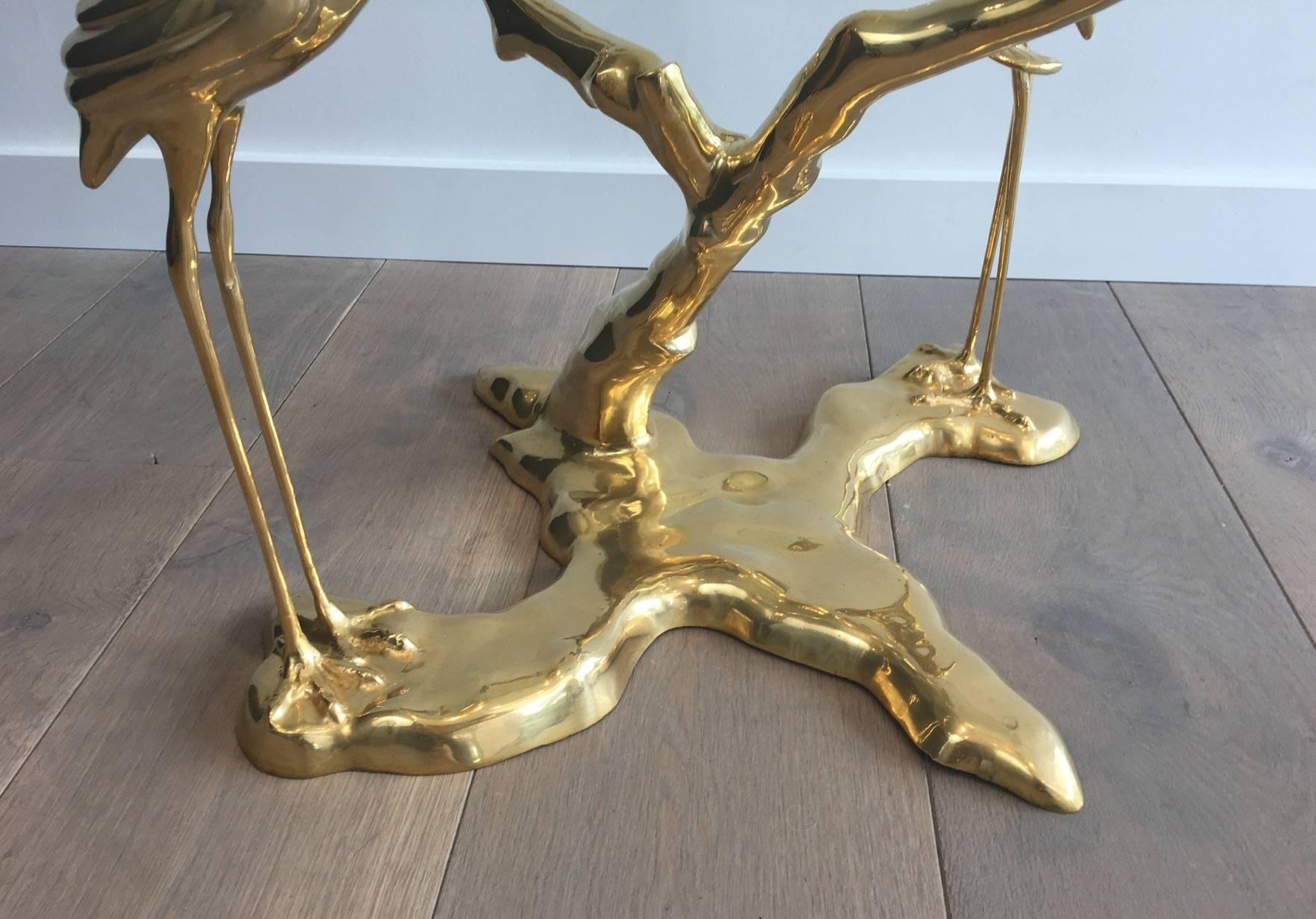 Gilt Mid-Century Modern Bronze Coffee Table by Willy Daro 1