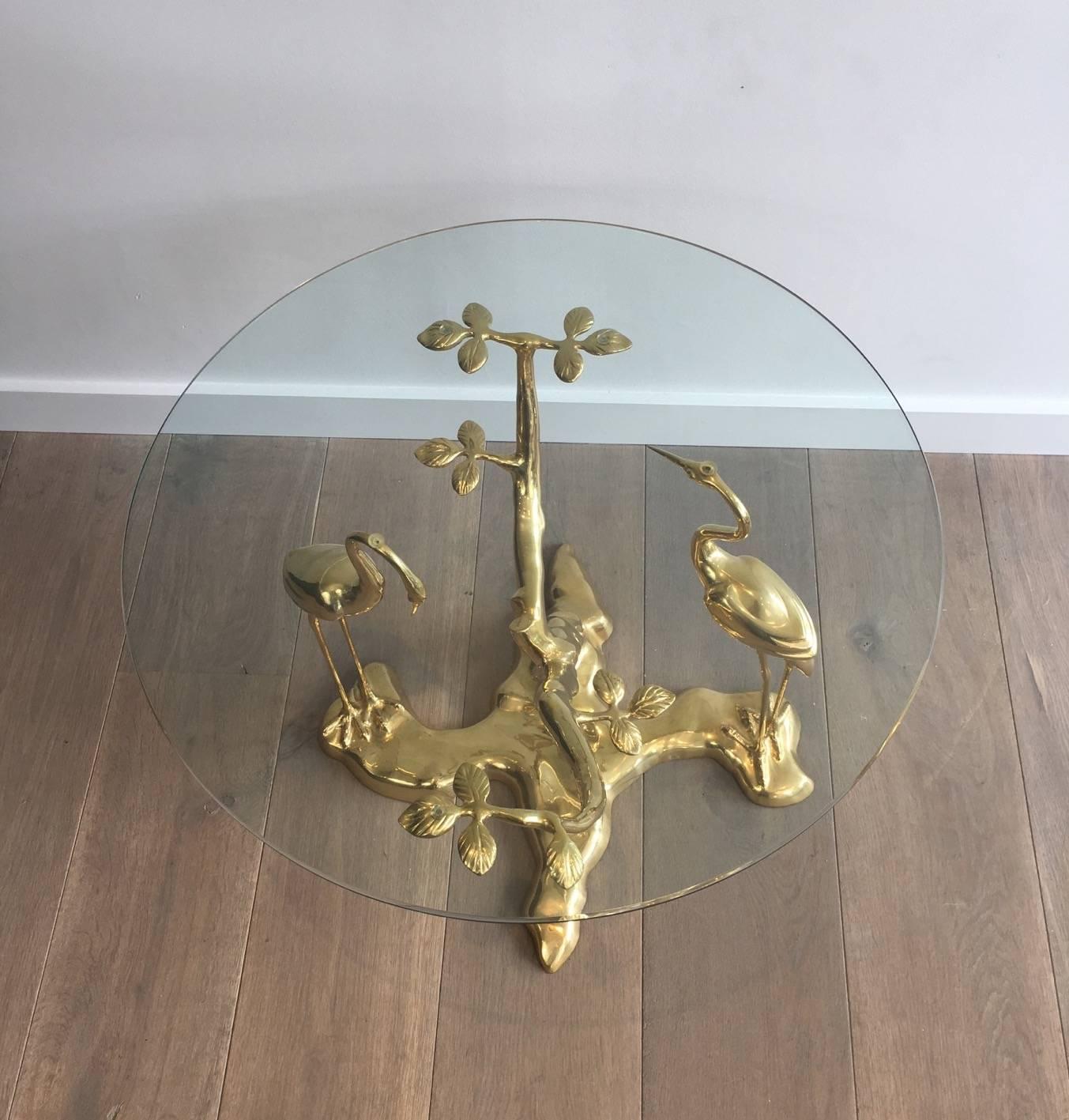 Gilt Mid-Century Modern Bronze Coffee Table by Willy Daro 4