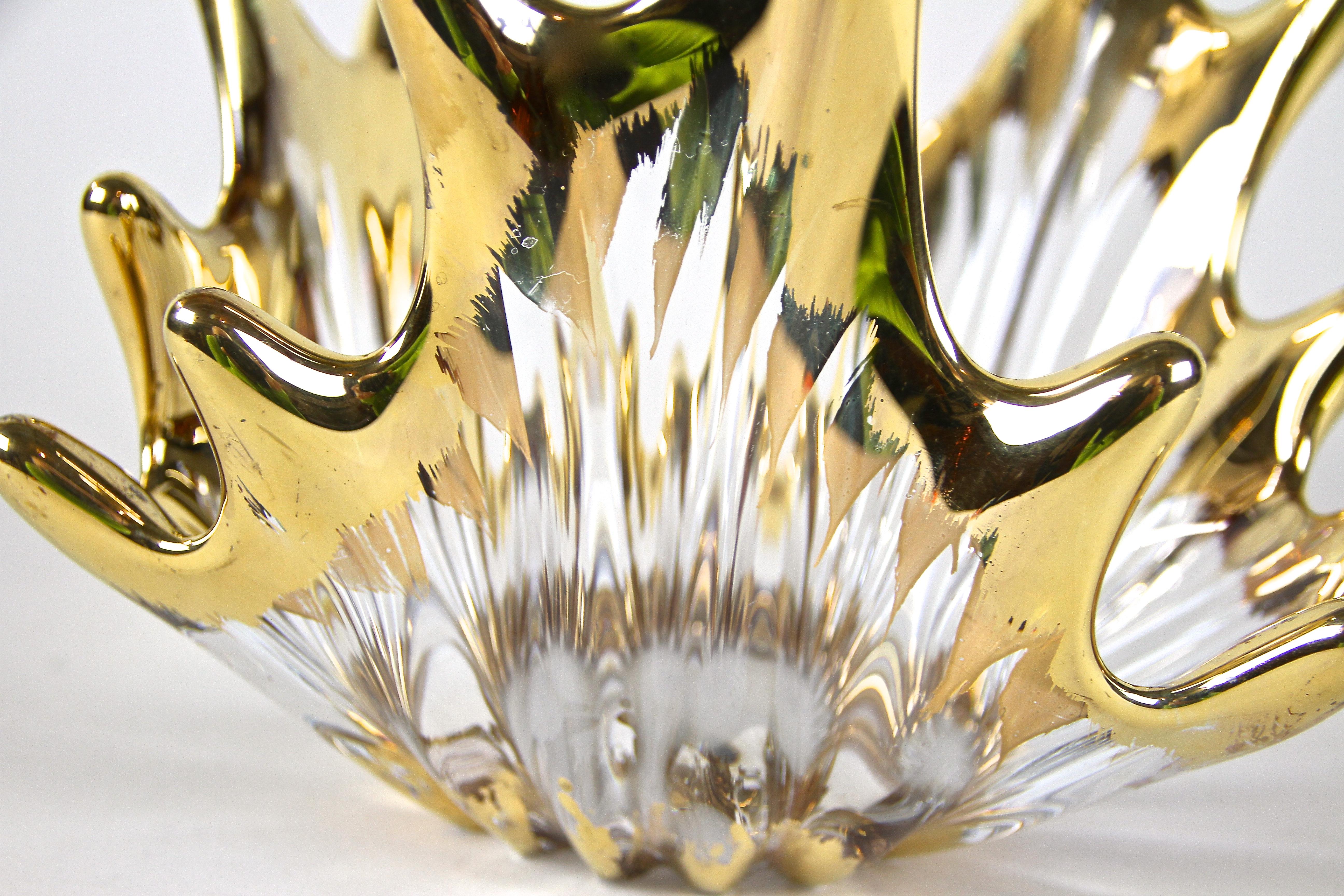Gilt Mid Century Murano Glass Bowl 