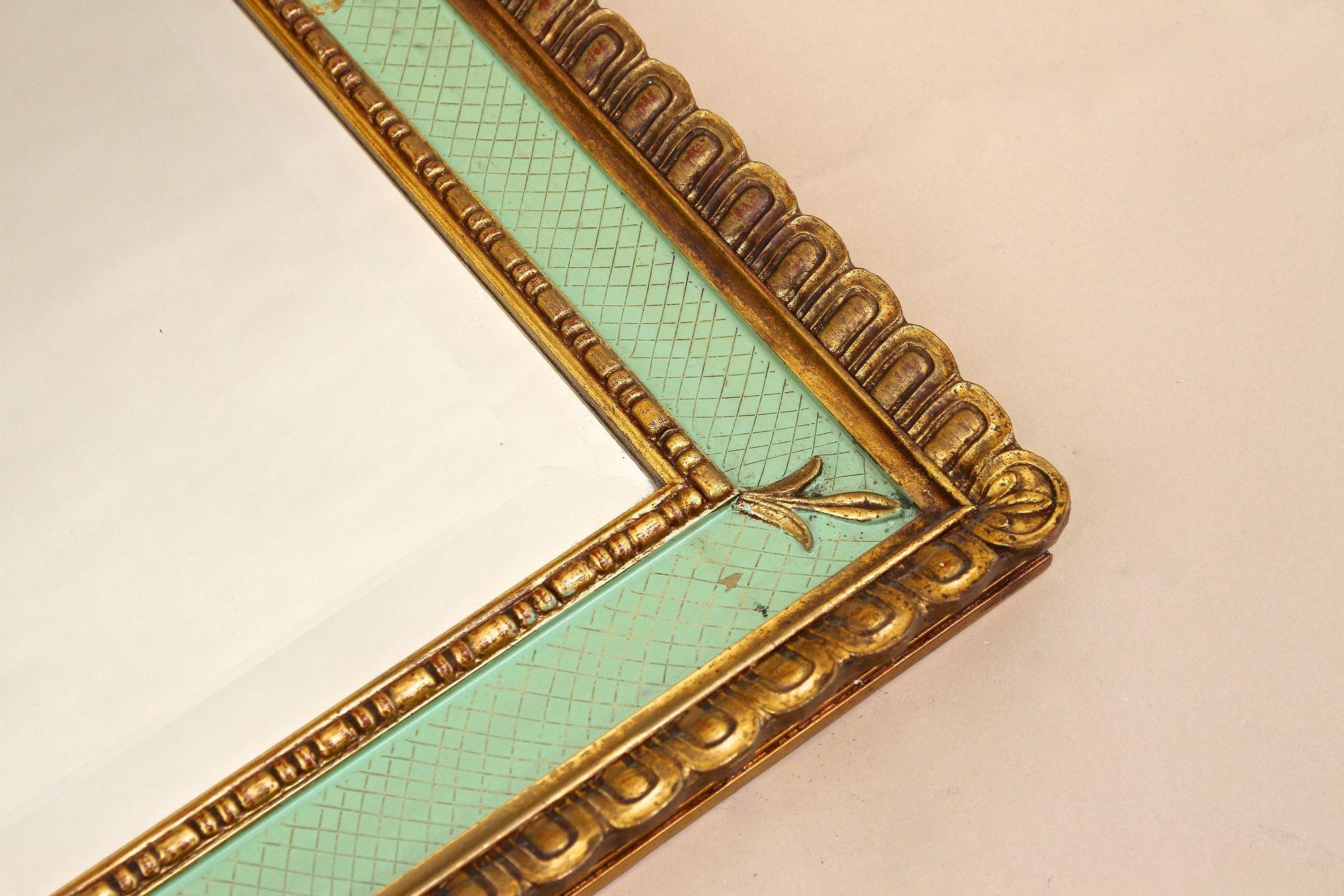 Gilt Mid Century Venetian Wall Mirror With Turquoise Pattern - IT ca. 1960 For Sale 6