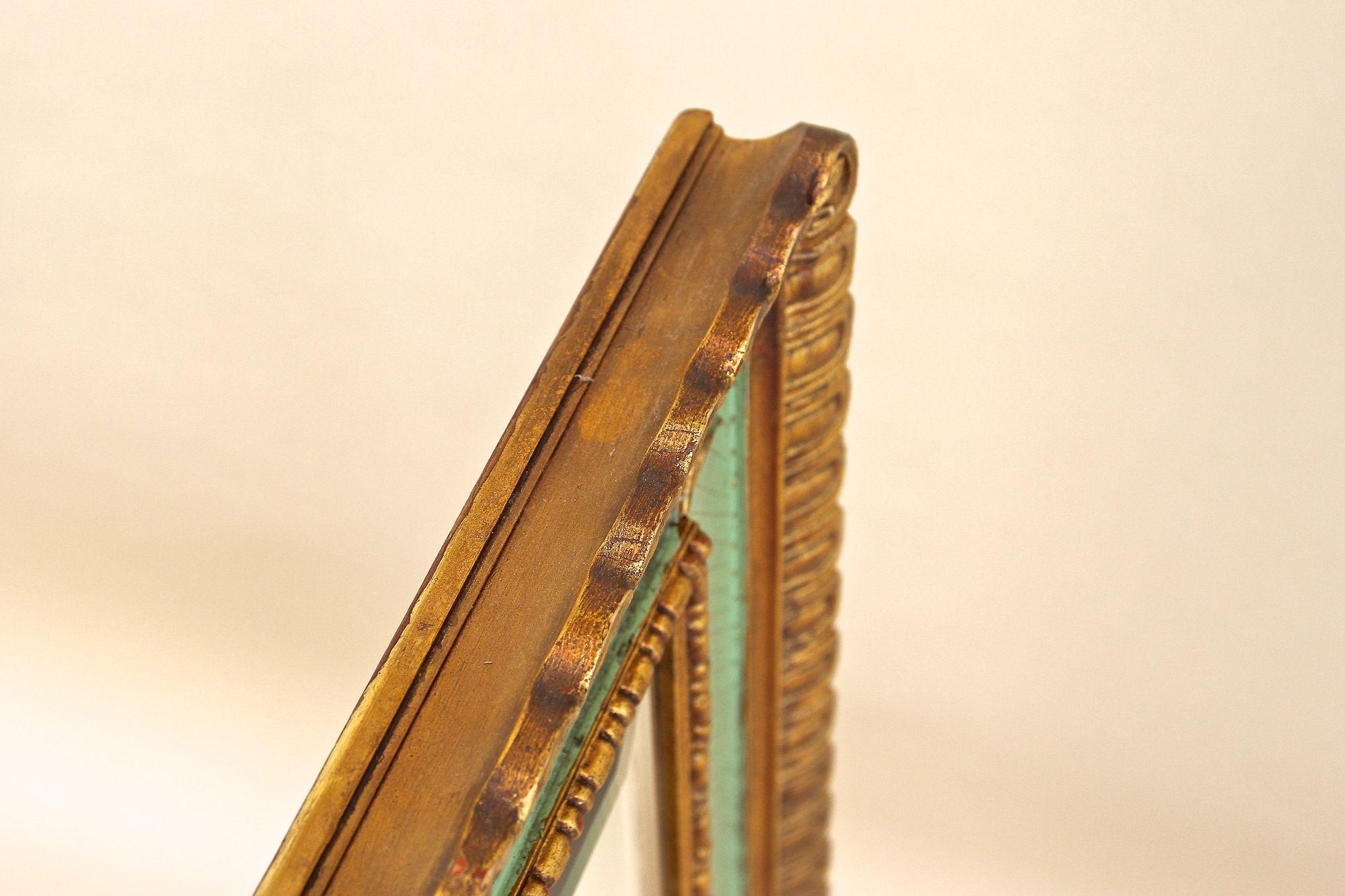 Gilt Mid Century Venetian Wall Mirror With Turquoise Pattern - IT ca. 1960 For Sale 11