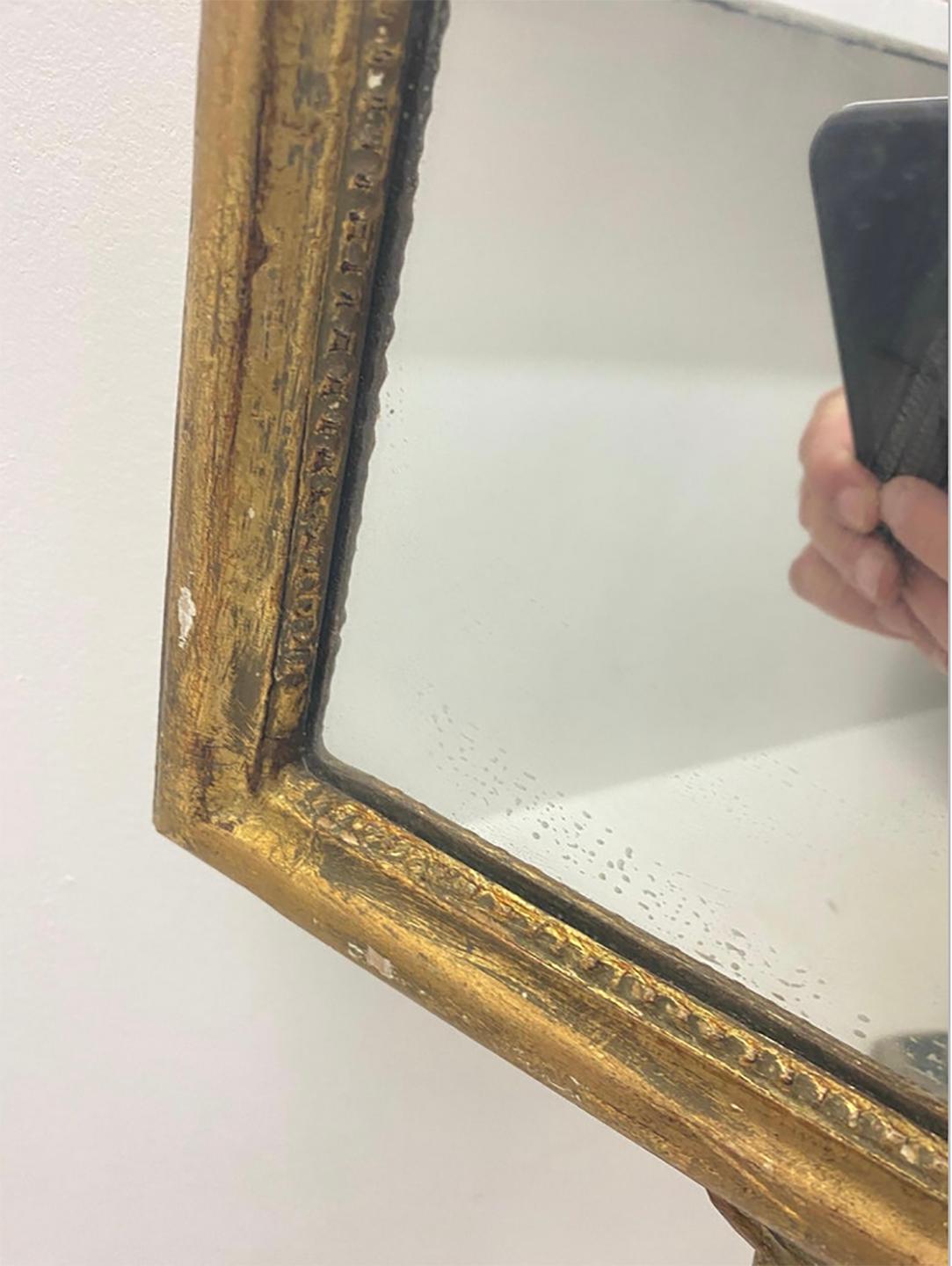 Hollywood Regency Gilt Mirror, in Wood, Old Patina, France, 19th Century For Sale