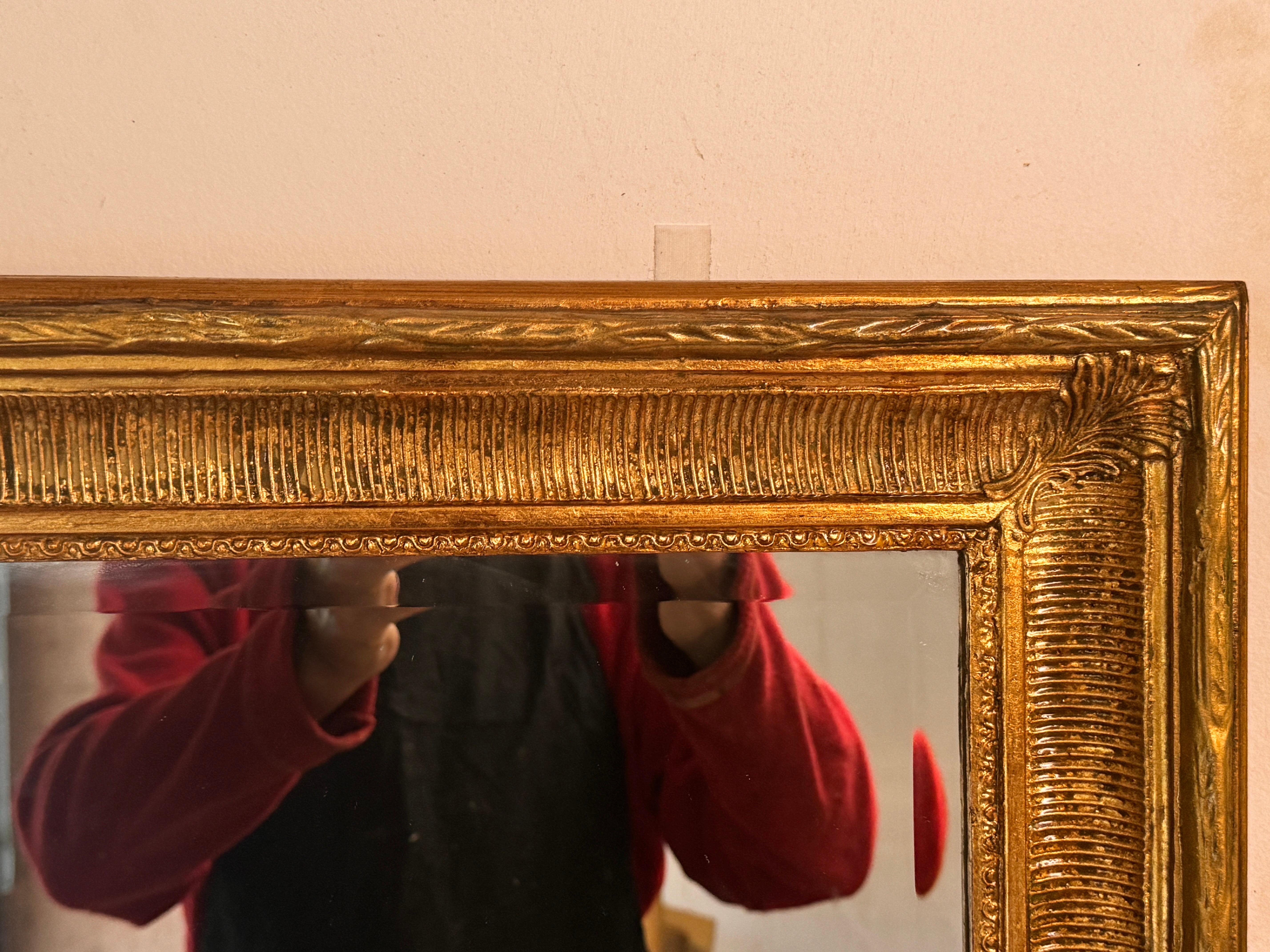 Gilt Mirror in Wood, Old Patina France 19th Century Old Bevelded Glass 5