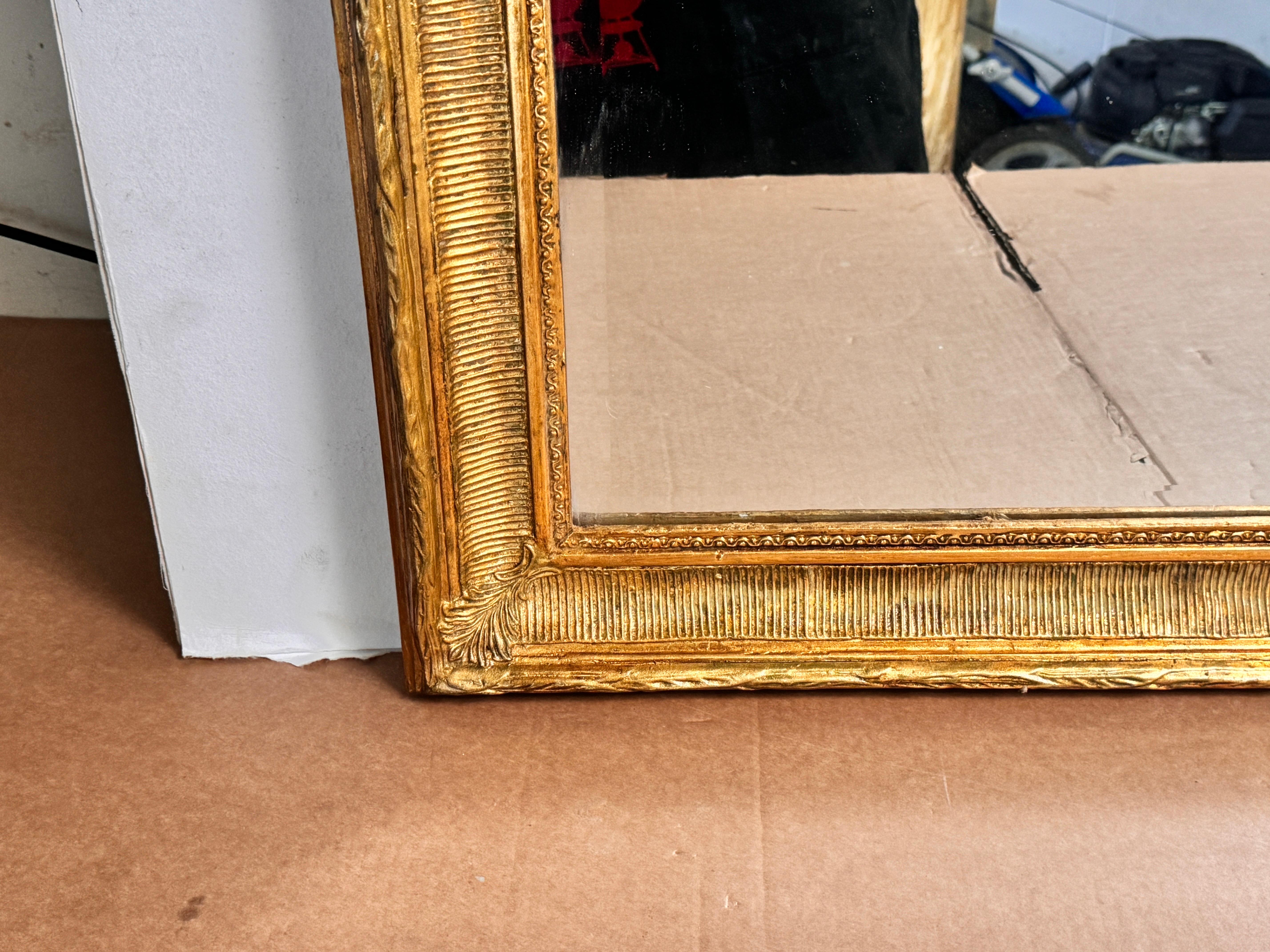 Gilt Mirror in Wood, Old Patina France 19th Century Old Bevelded Glass 6