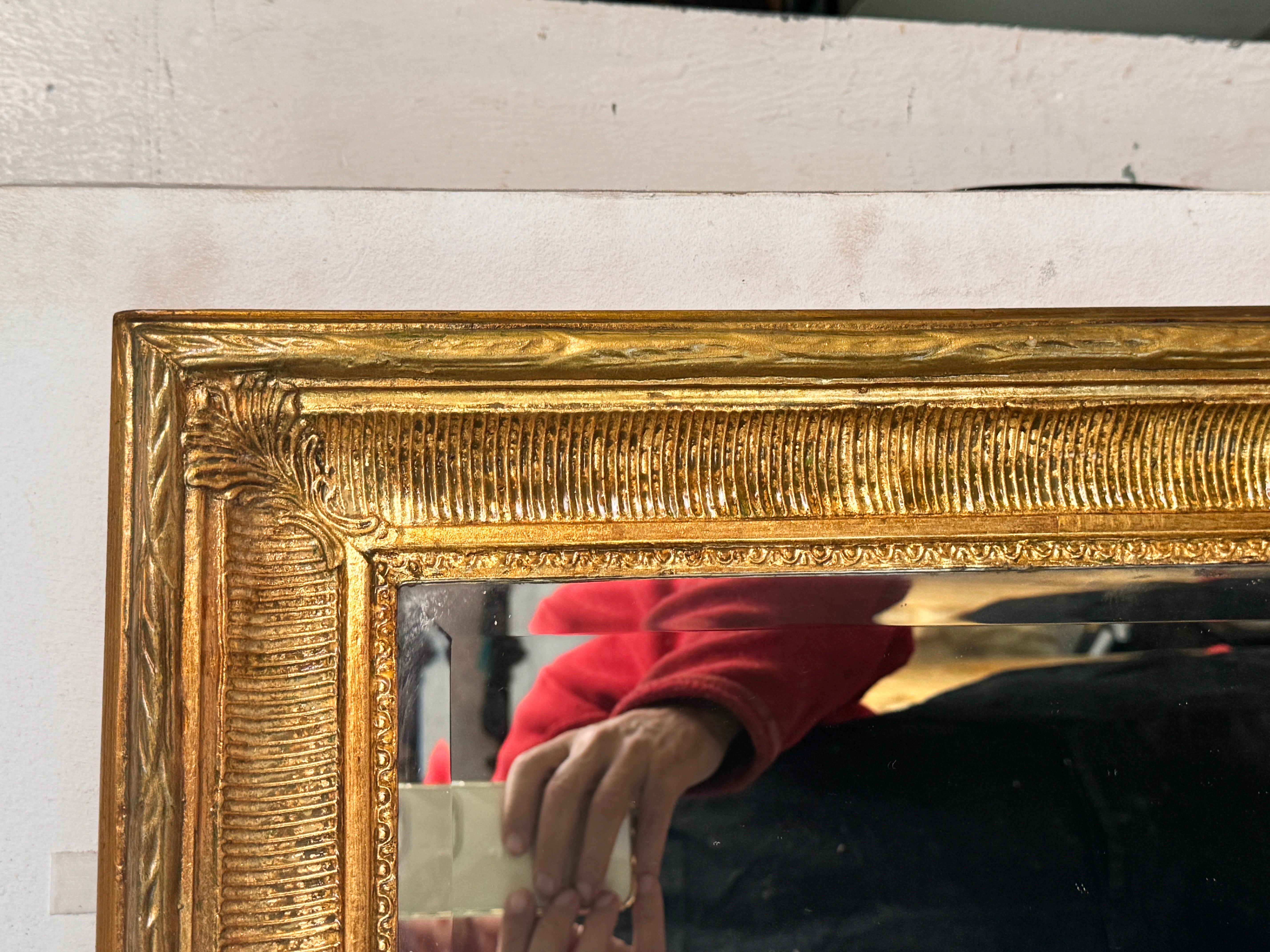 Gilt Mirror in Wood, Old Patina France 19th Century Old Bevelded Glass 4