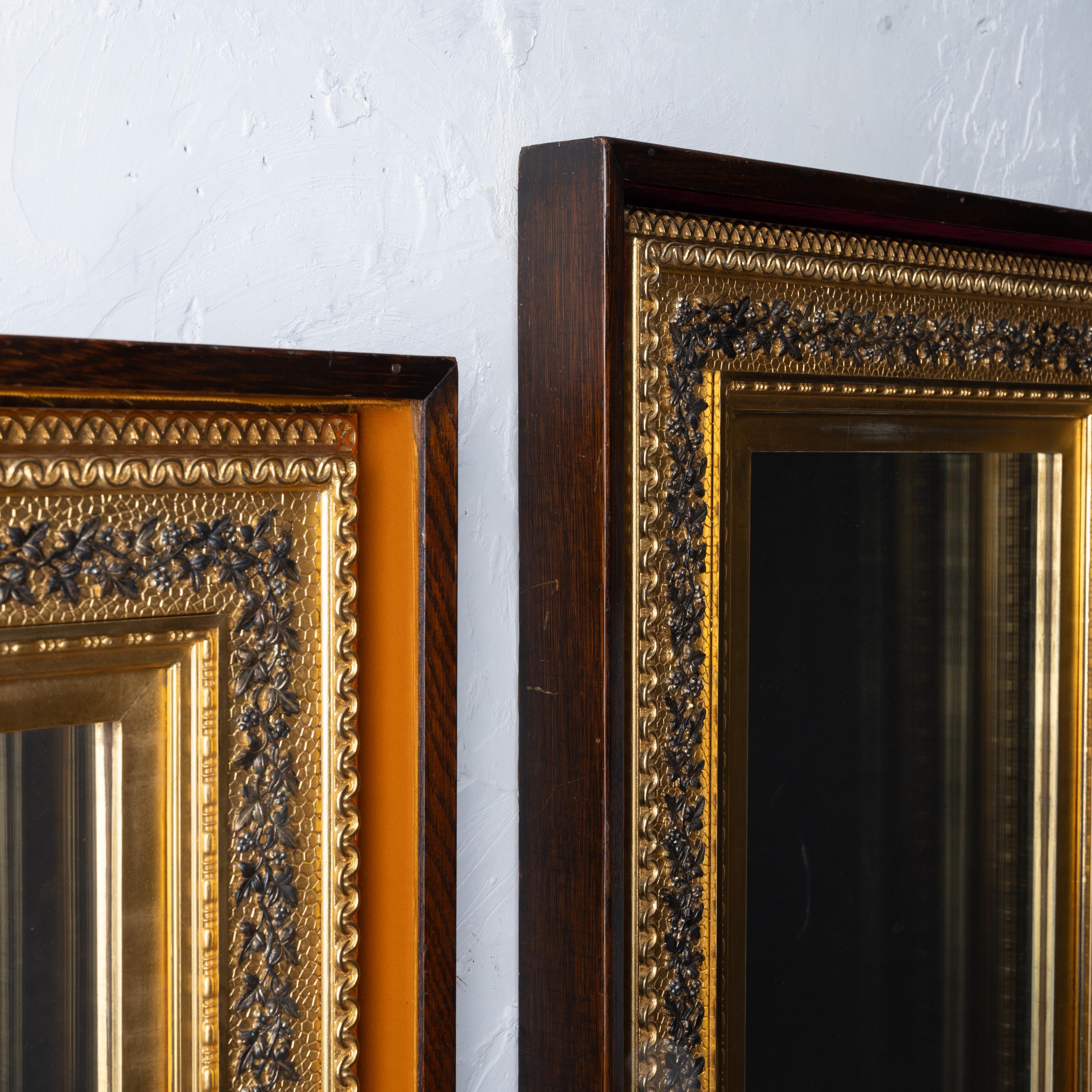 Glass Gilt Mirrors in Shadowbox Frames, c.1890, set of 3 For Sale