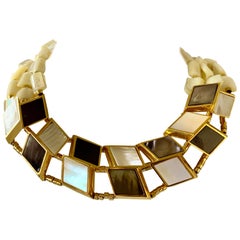 Gilt MOP Inlay Necklace "Collier" for Nina Ricci Haute Couture