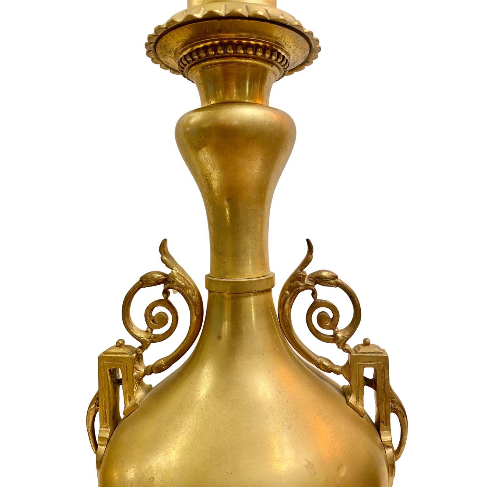 20th Century Pair of Antique French Gilt Lamps For Sale