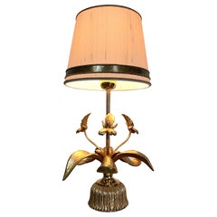Gilt Orchid Table Lamp, Belgium, 1970s