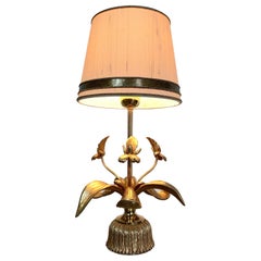 Gilt Orchid Table Lamp, Belgium, 1970s