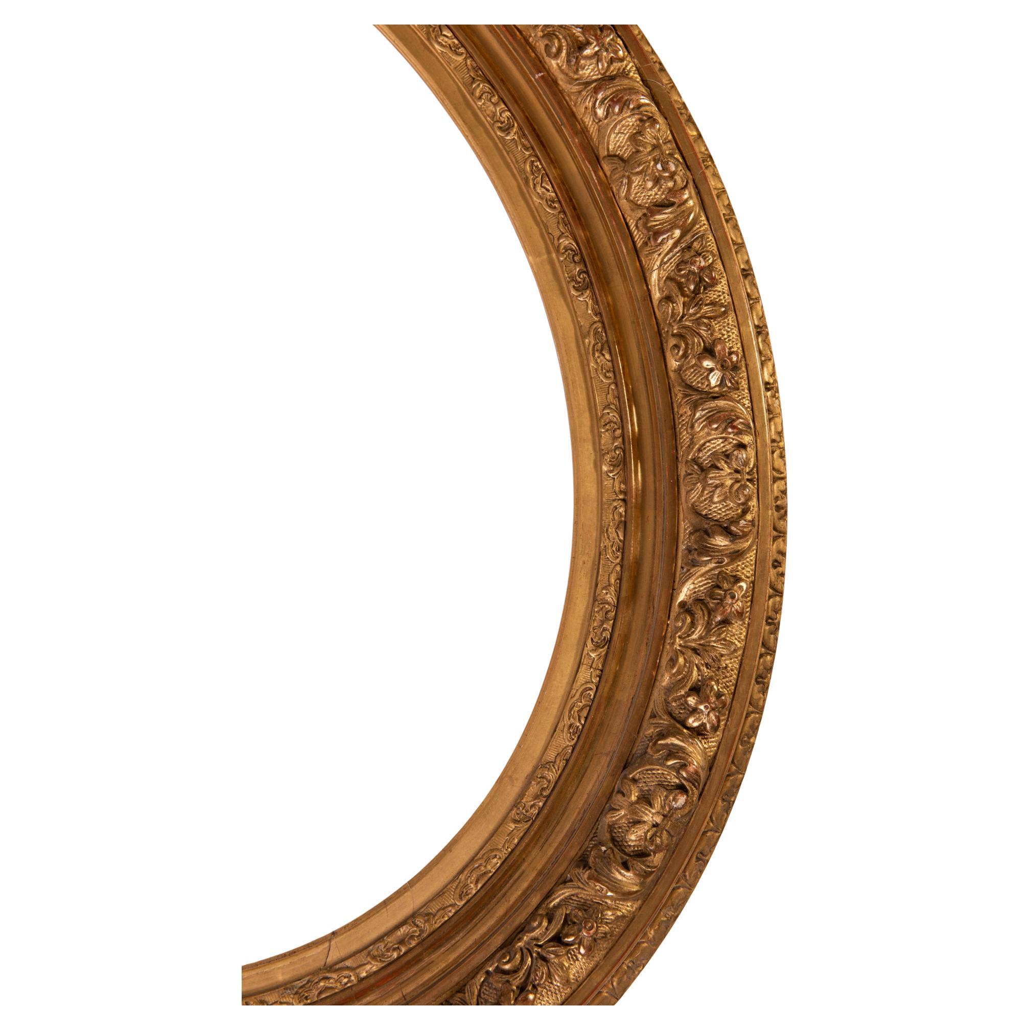 Fruitwood Gilt Oval Antique Frame For Sale