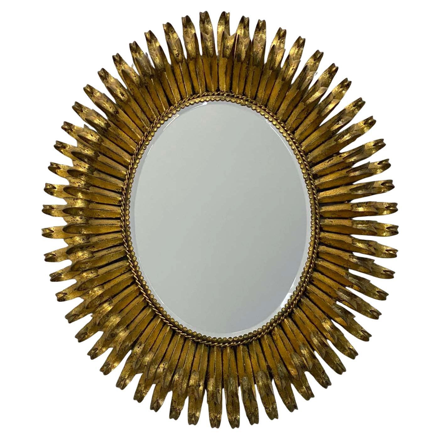 Miroir à cils ovale en métal doré avec biseau