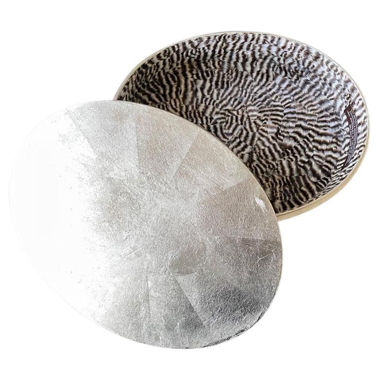 Boîte à feuilles 20 carats «ilt Oval » à motifs complexes en argent