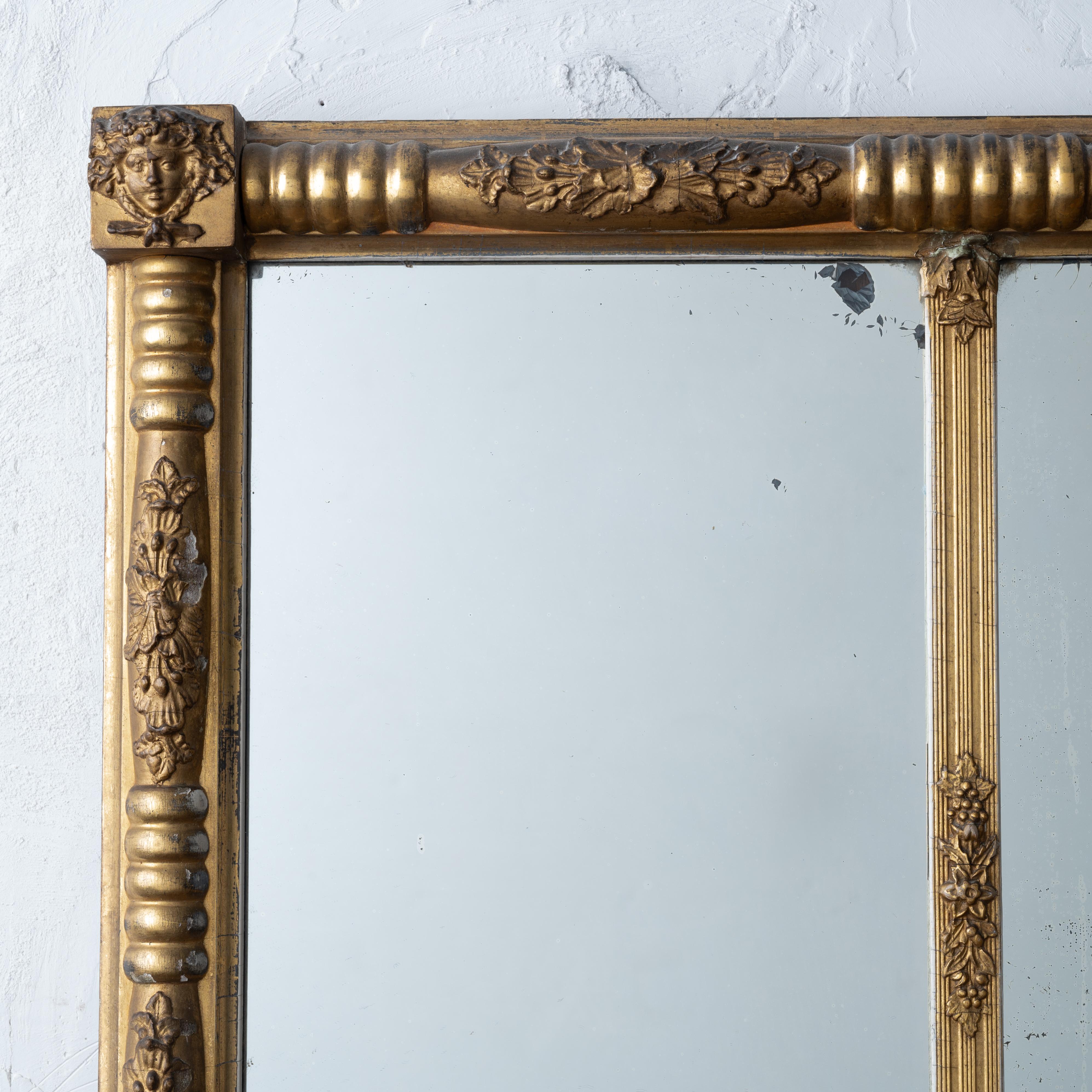 Gilt Overmantel Mirror, 19th Century In Good Condition For Sale In Savannah, GA