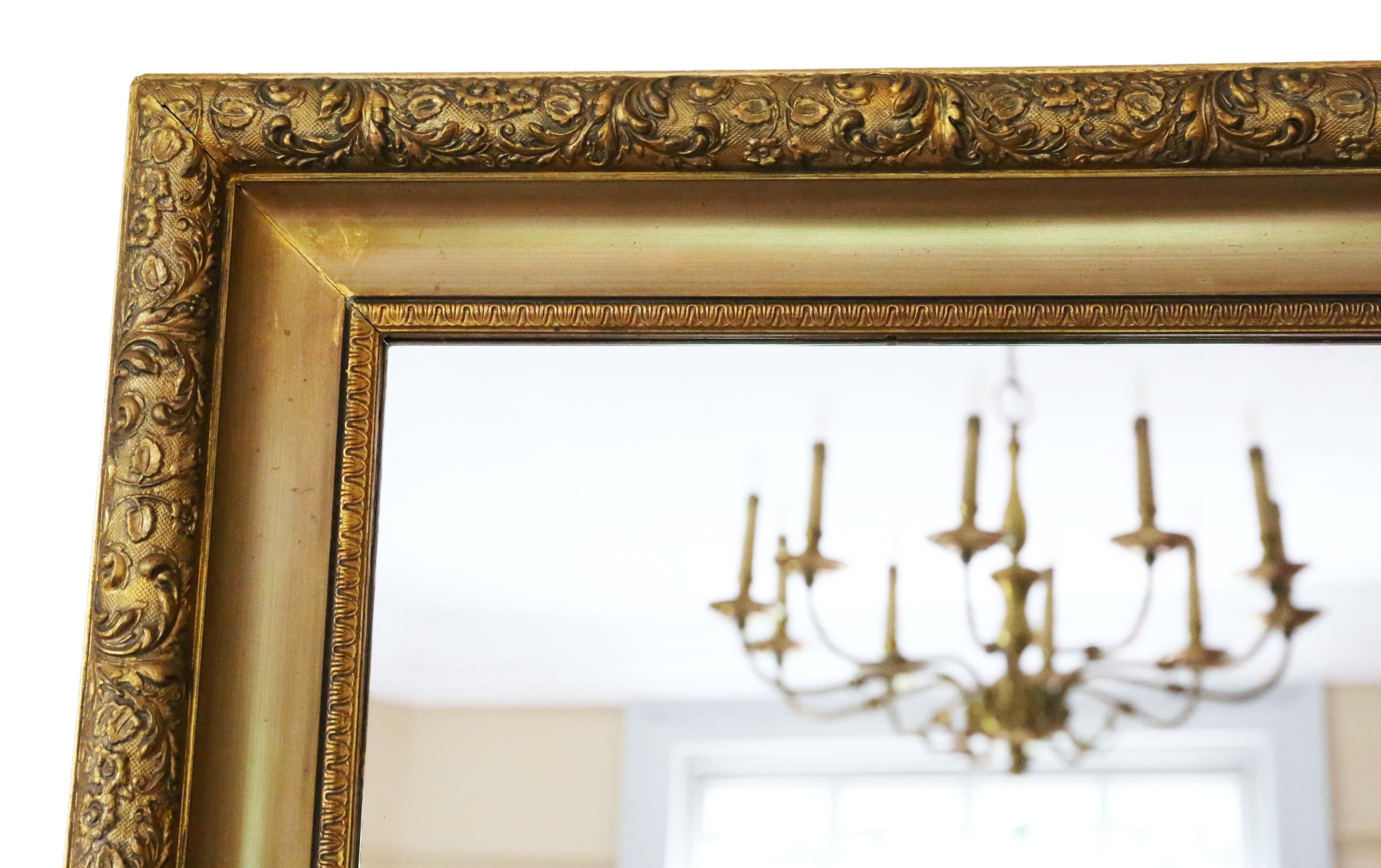 Antique fine quality gilt overmantle or wall mirror, circa 1900. Lovely charm and elegance. Original finish.
Great frame in very good condition… looks great.
An impressive and rare find, that would look amazing in the right location. No