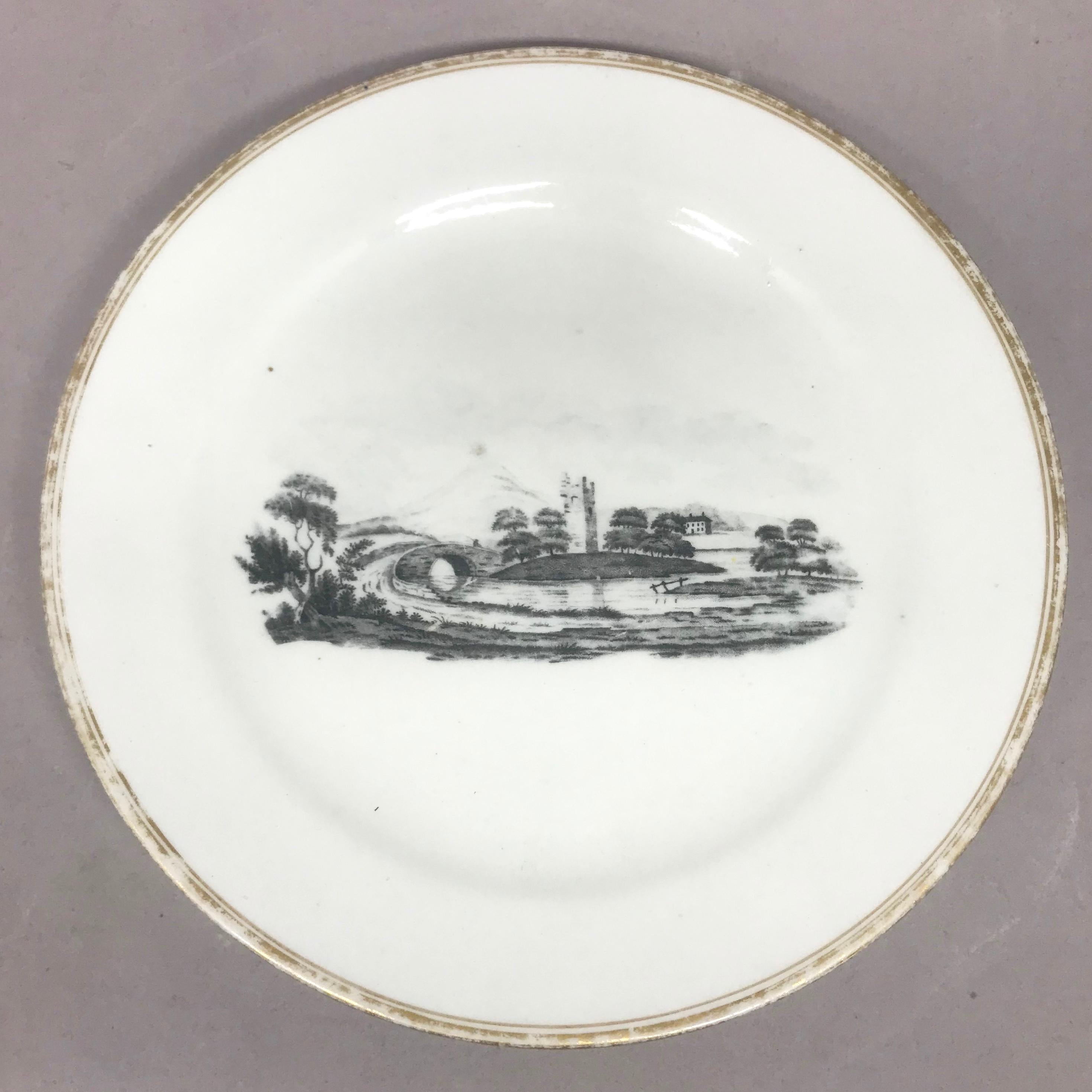 American Gilt Painted Black and White Tucker Plate For Sale