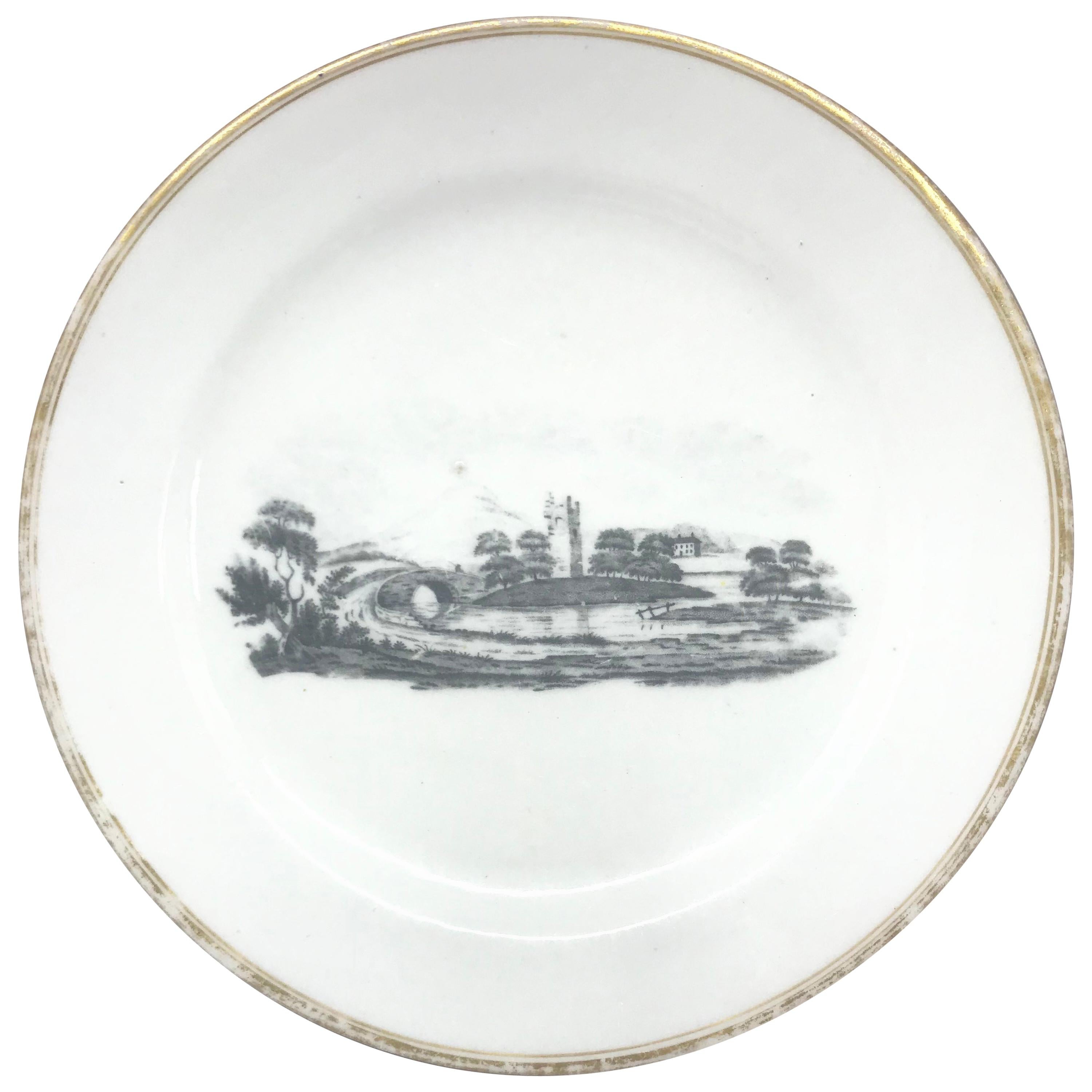 Gilt Painted Black and White Tucker Plate For Sale