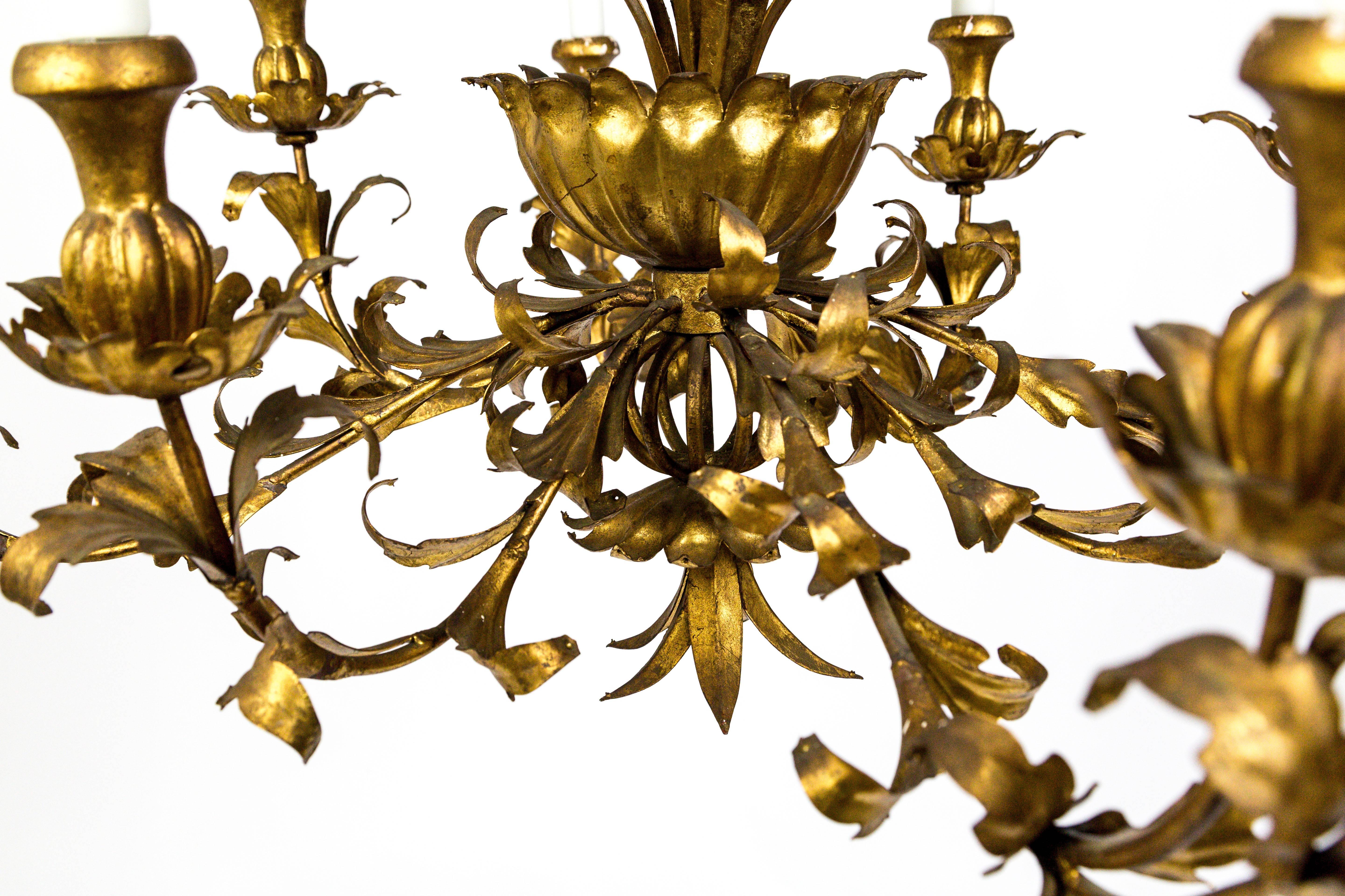 Gilt Palm Leaf Regency Chandeliers 2 Available 6