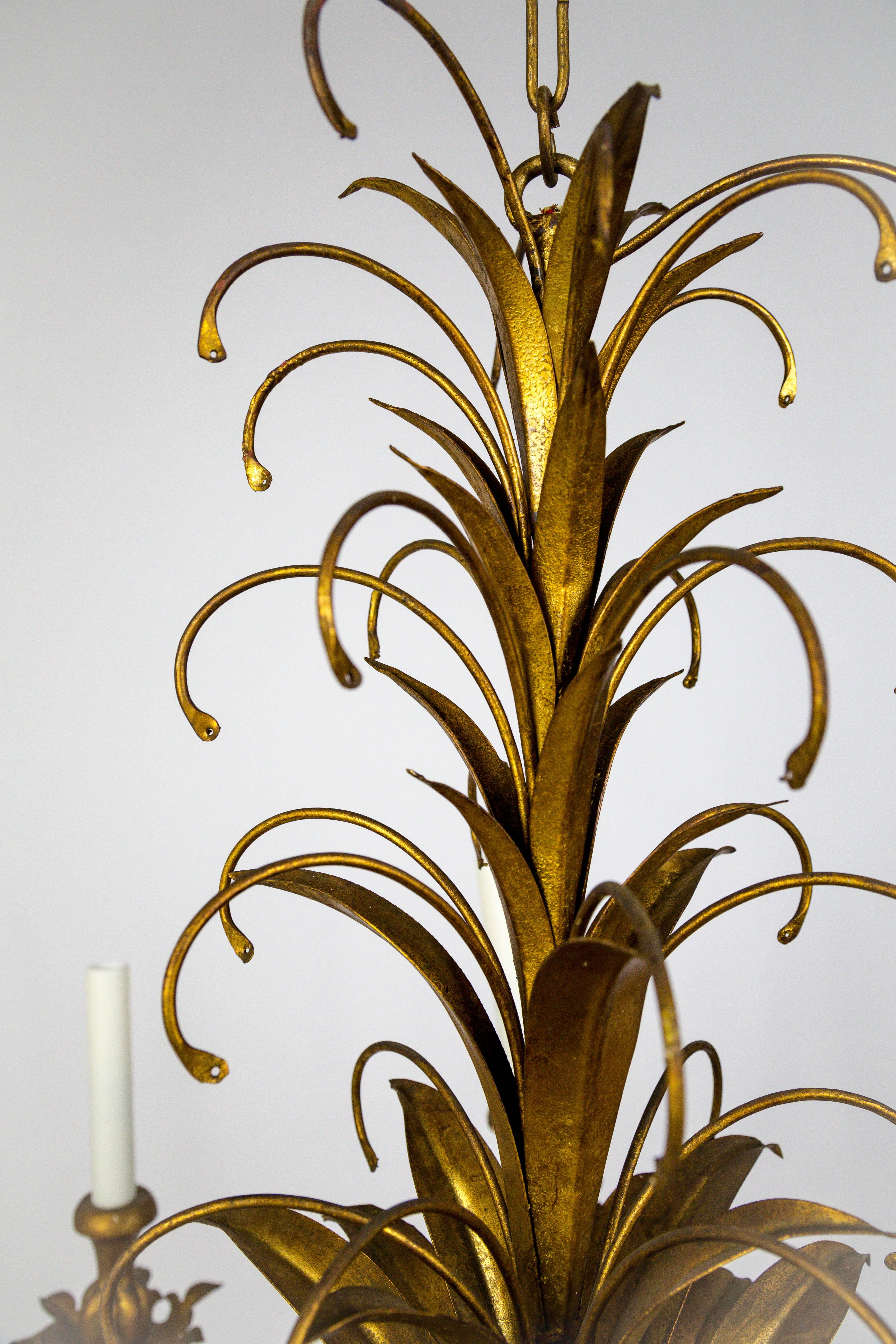 Gilt Palm Leaf Regency Chandeliers 2 Available 1