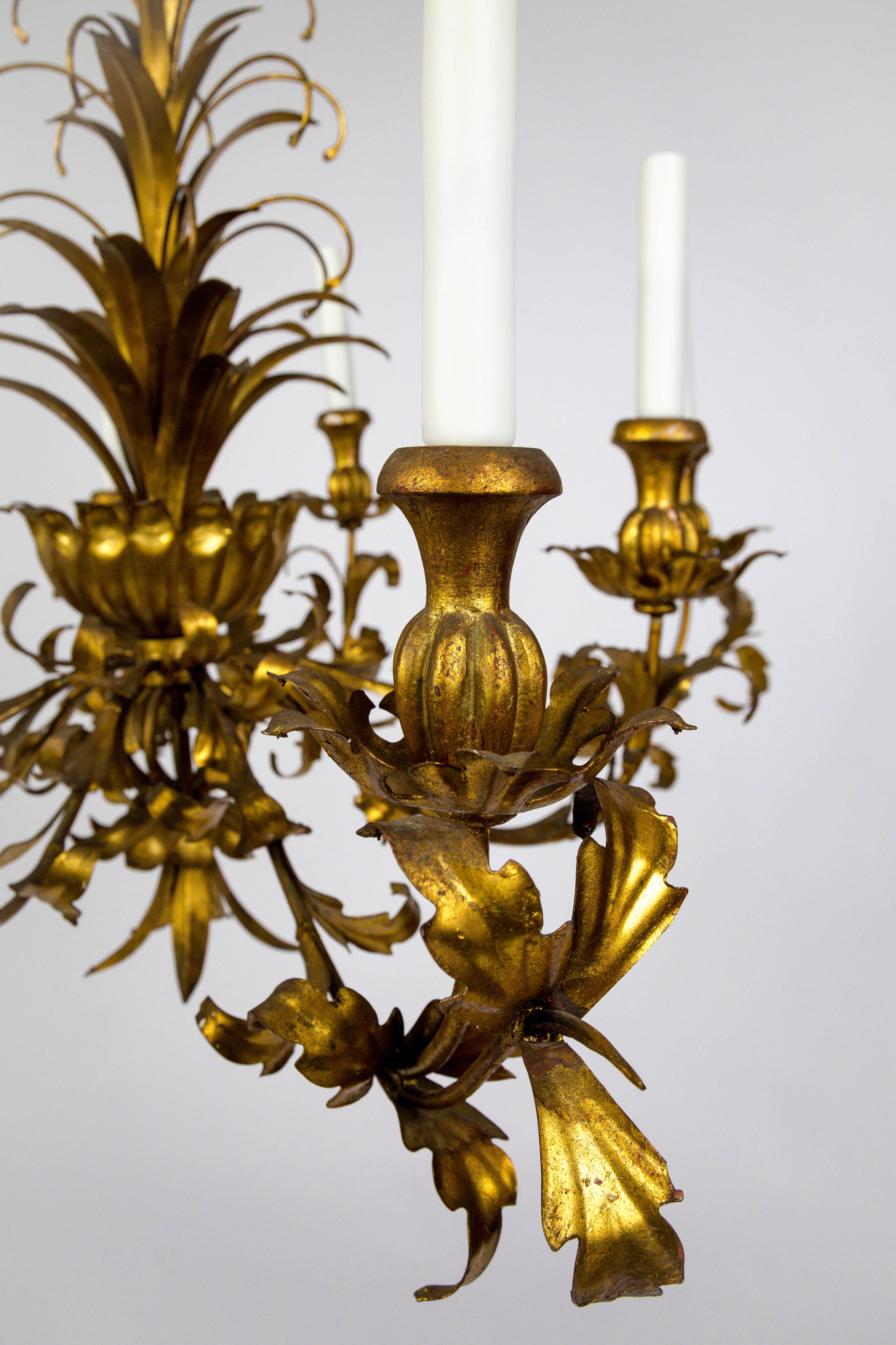 Gilt Palm Leaf Regency Chandeliers 2 Available 2