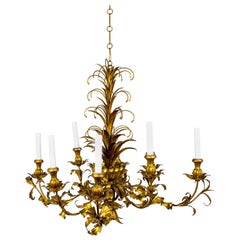 Gilt Palm Leaf Regency Chandeliers 2 Available