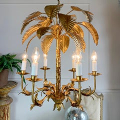 Vergoldeter Palmenkronleuchter, Att Maison Jansen