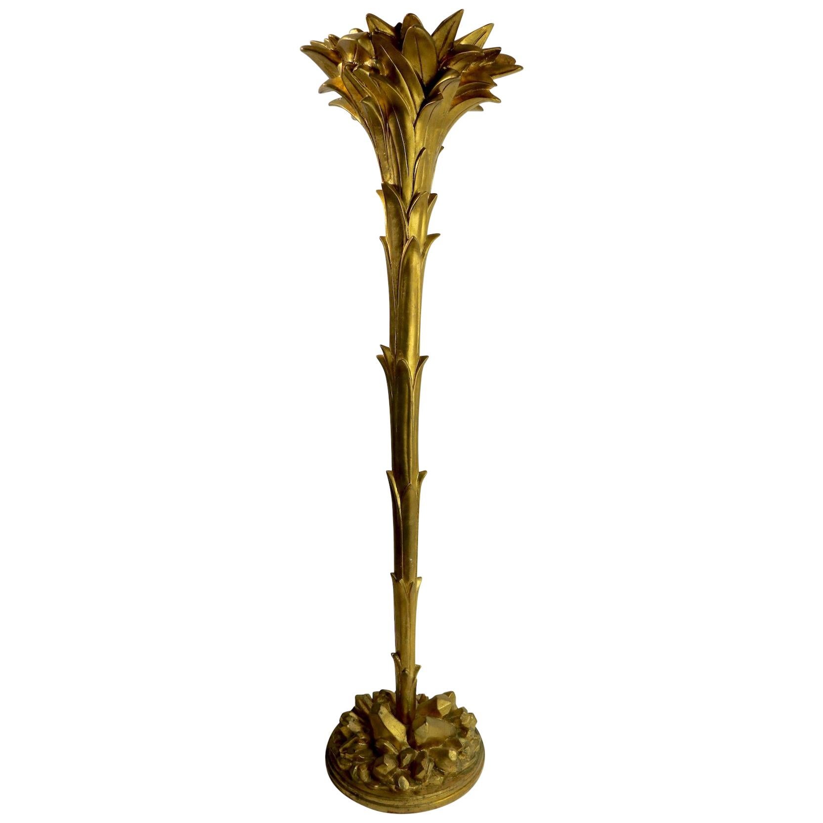 Gilt Palm Tree Torchiere Attributed to Serge Roche