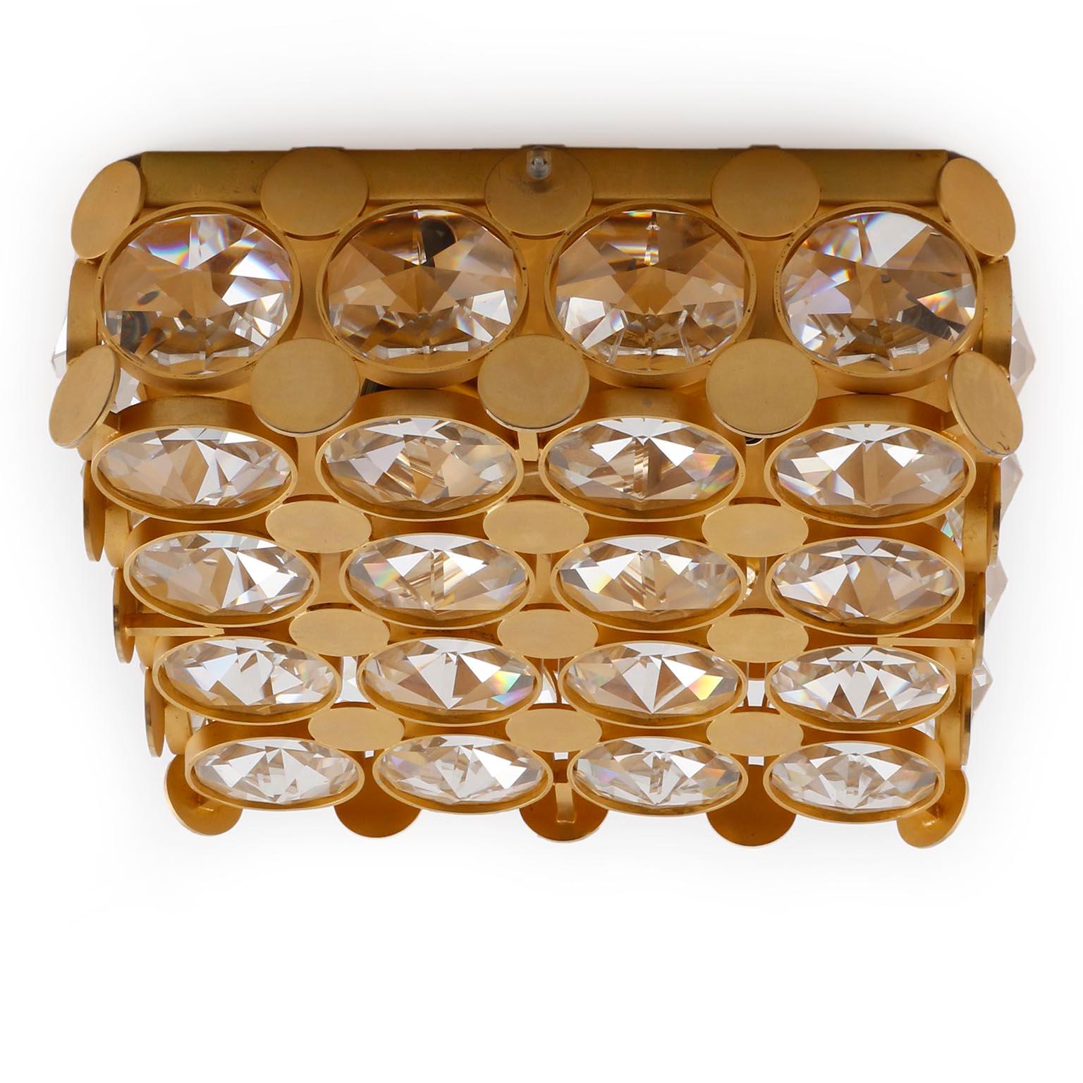 Einbaubeleuchtung oder Wandleuchte Palwa aus vergoldetem Kristallglas, 1970 (Deutsch) im Angebot