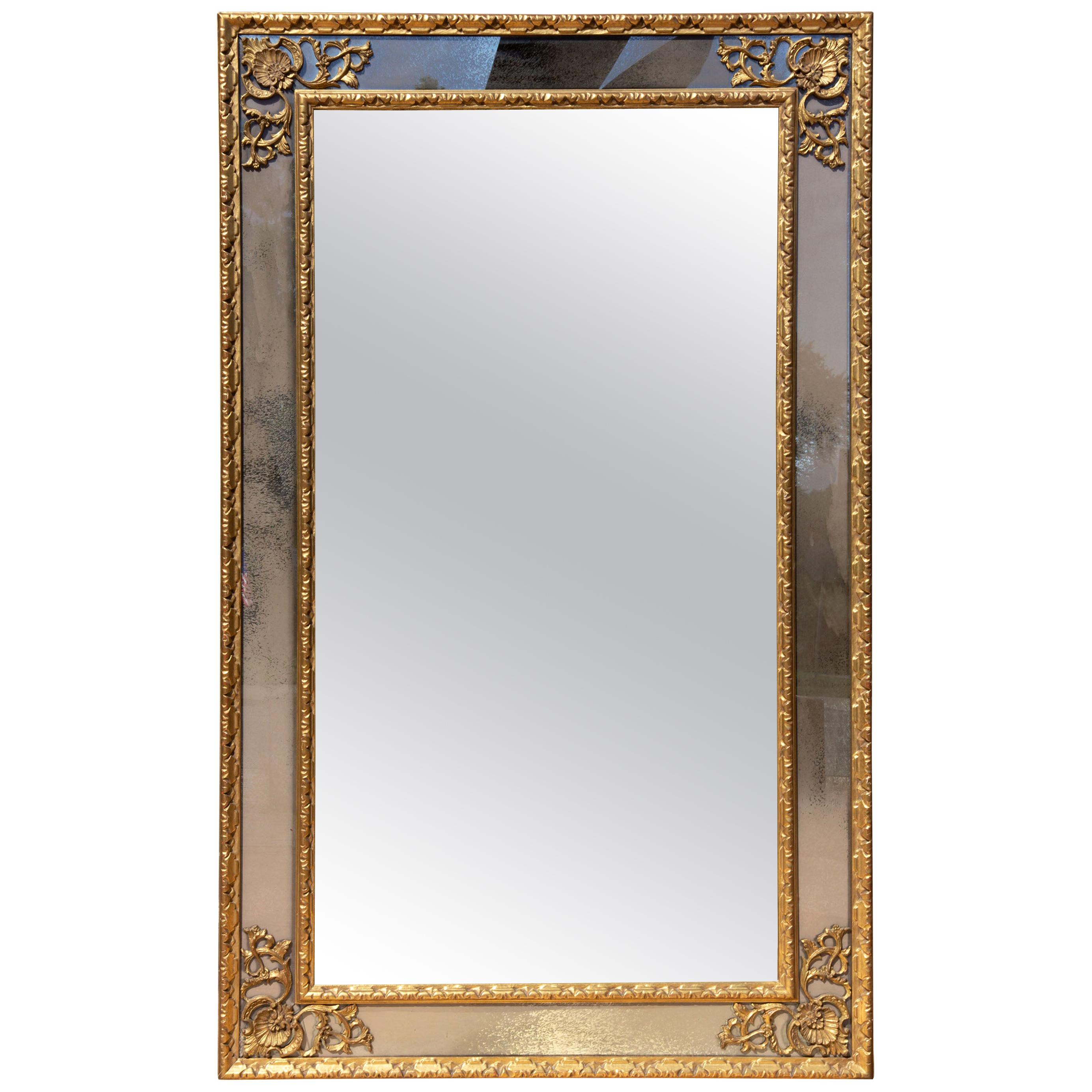 Gilt Paneled Mirror Midcentury For Sale