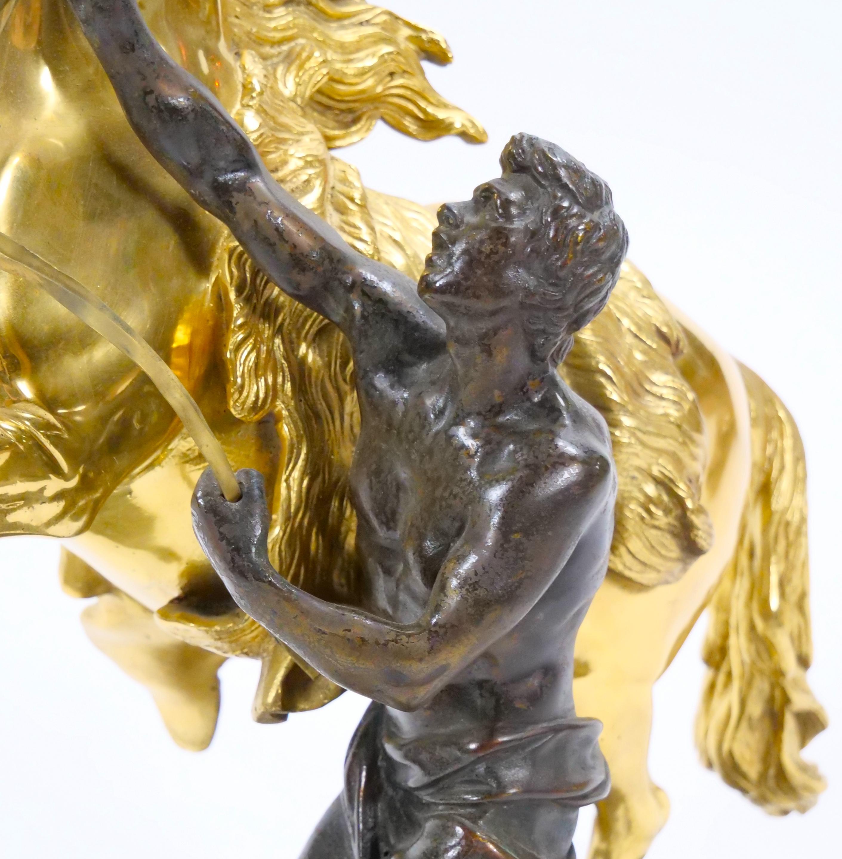 Gilt & Patinated Bronze Models of the Marly Horses After Guillaume Coustou For Sale 9