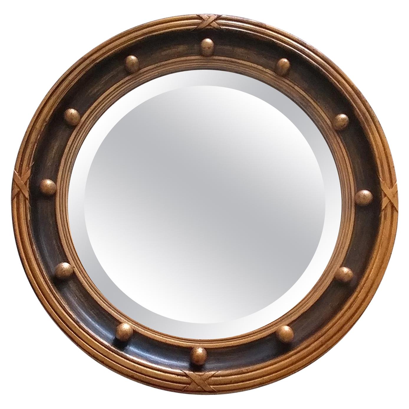 Gilt Patinated Convex Mirror, Offered by La Porte For Sale