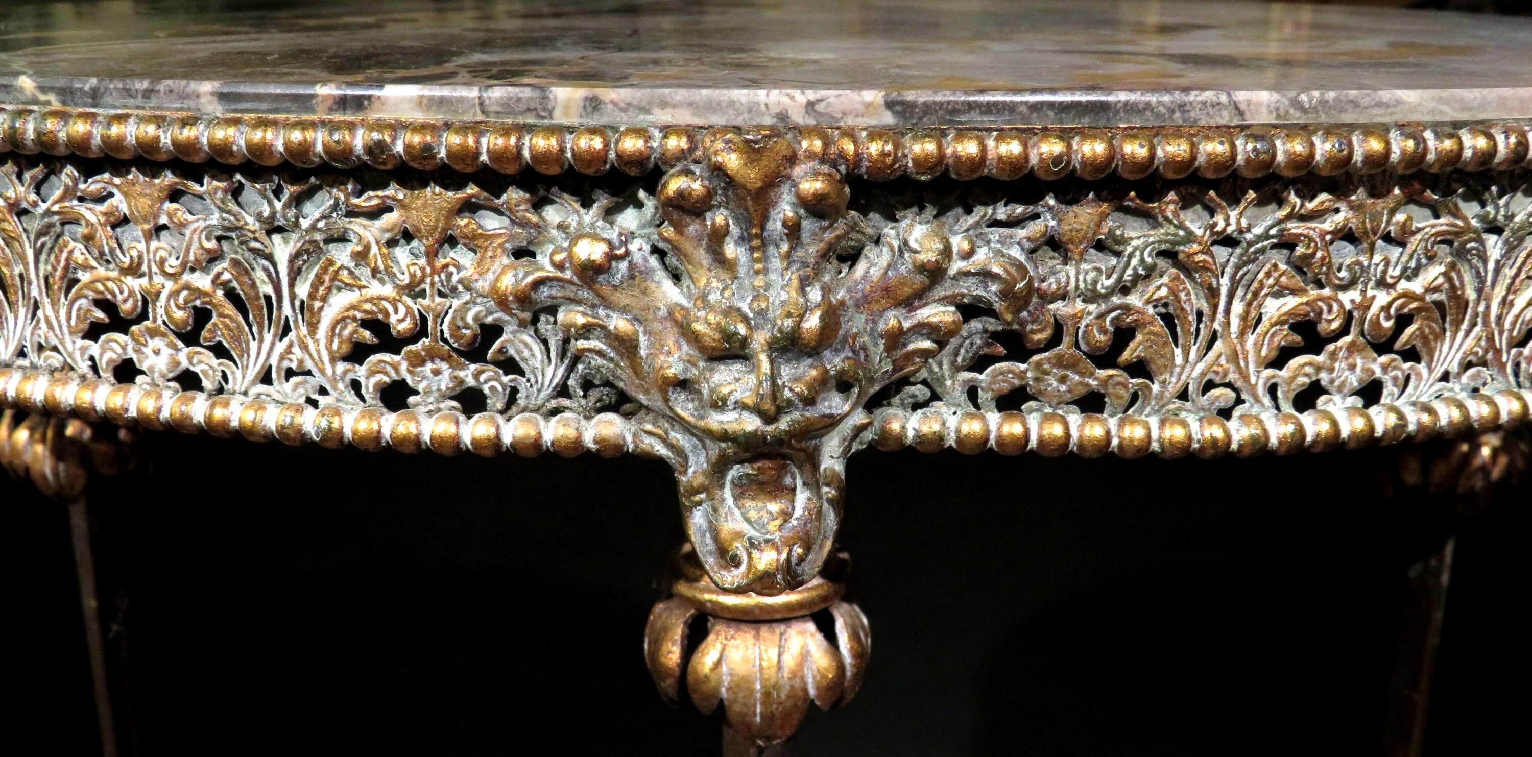 Arts & Crafts Gilt-Patinated Iron & Bronze Table Attributed to Oscar Bach 1