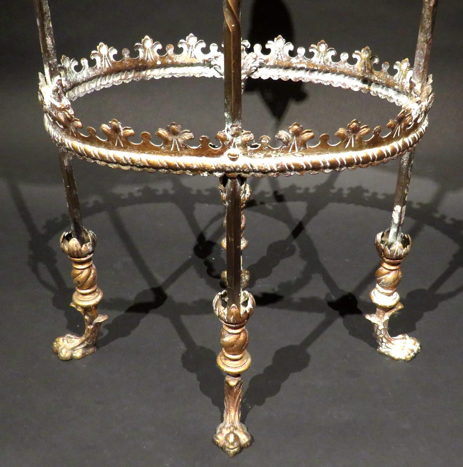 Arts & Crafts Gilt-Patinated Iron & Bronze Table Attributed to Oscar Bach 3