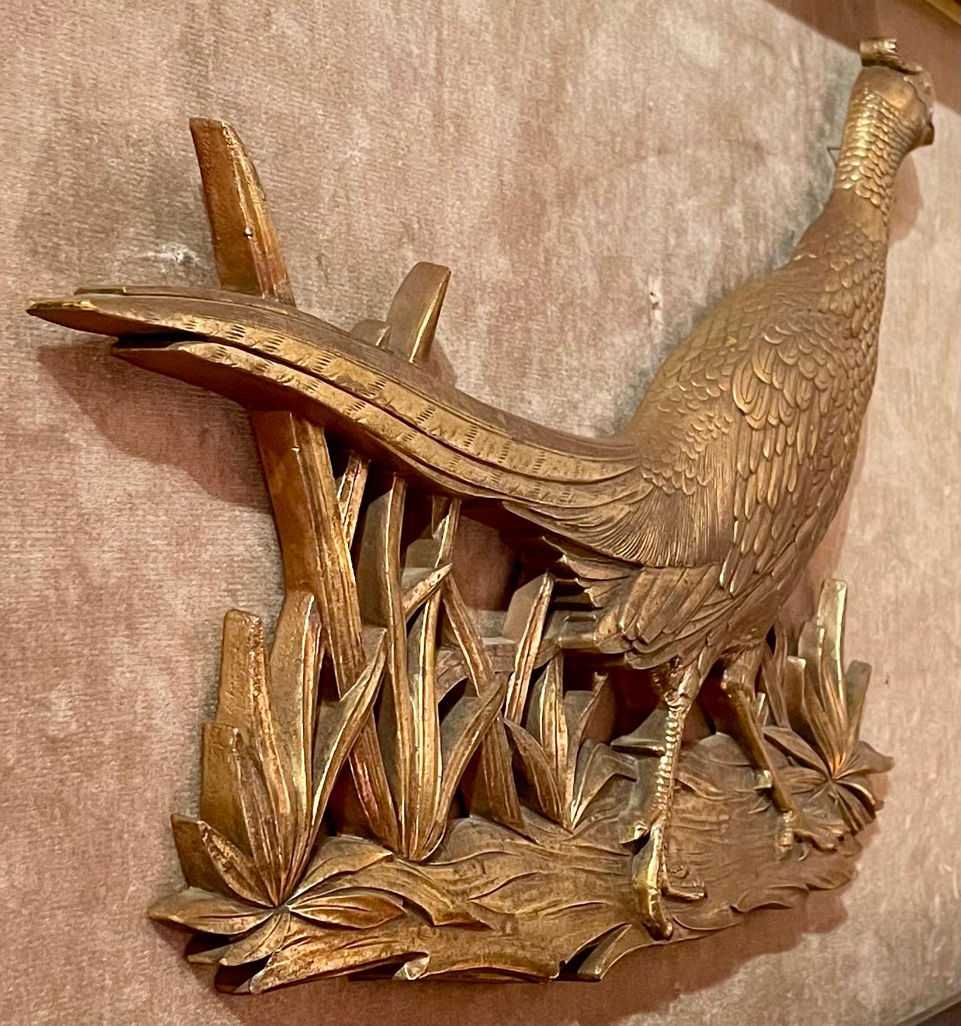 Vergoldeter Fasan Wandbehang (Holz) im Angebot