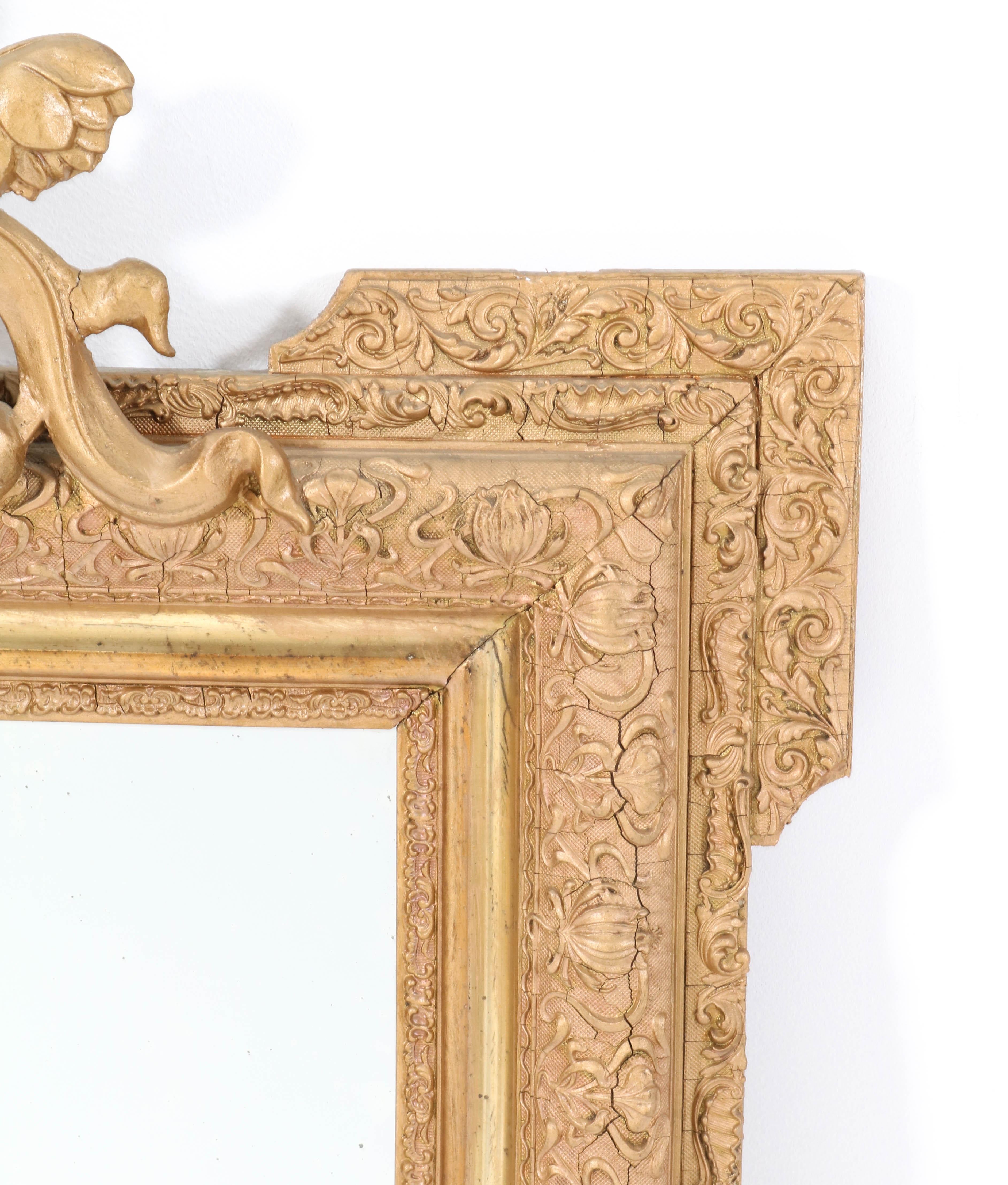 Gilt Plaster French Art Nouveau Mirror, 1900s 2