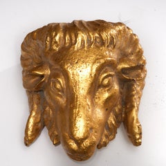 Gilt Plaster Ram's Head Curtain Tie Backs - Set of Four