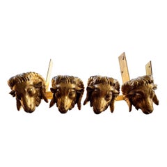 Gilt Plaster Ram's Head Curtain Tie Backs - Set of Four